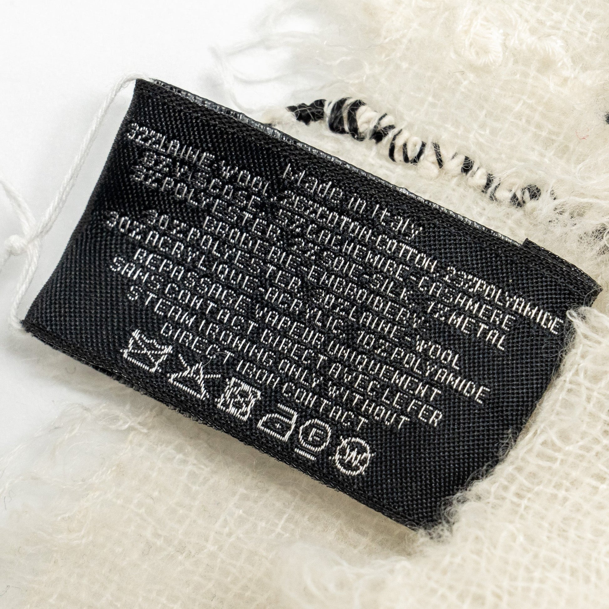 Chanel 23B Checked Stole Wool Cotton Black White Handbag