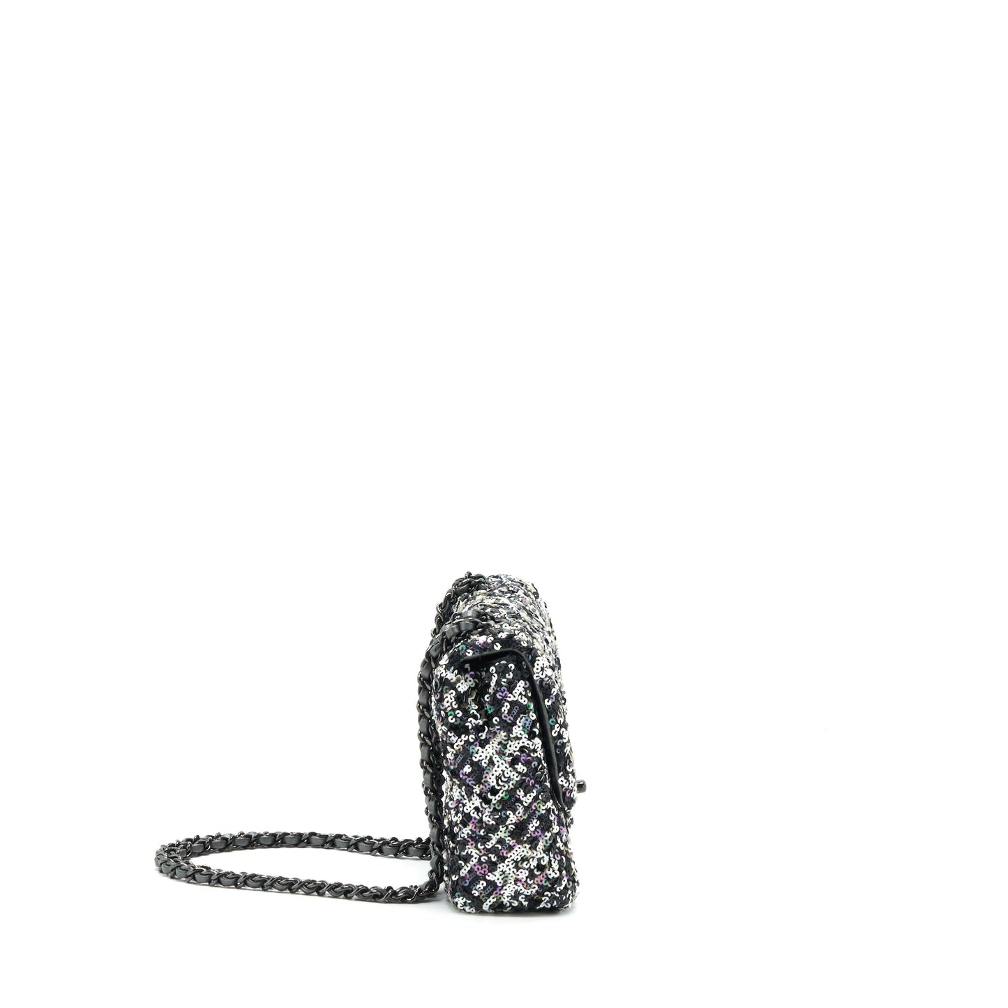 Chanel Rectangular Flap Sequins Hardware Multicolor Black Shoulder Bag