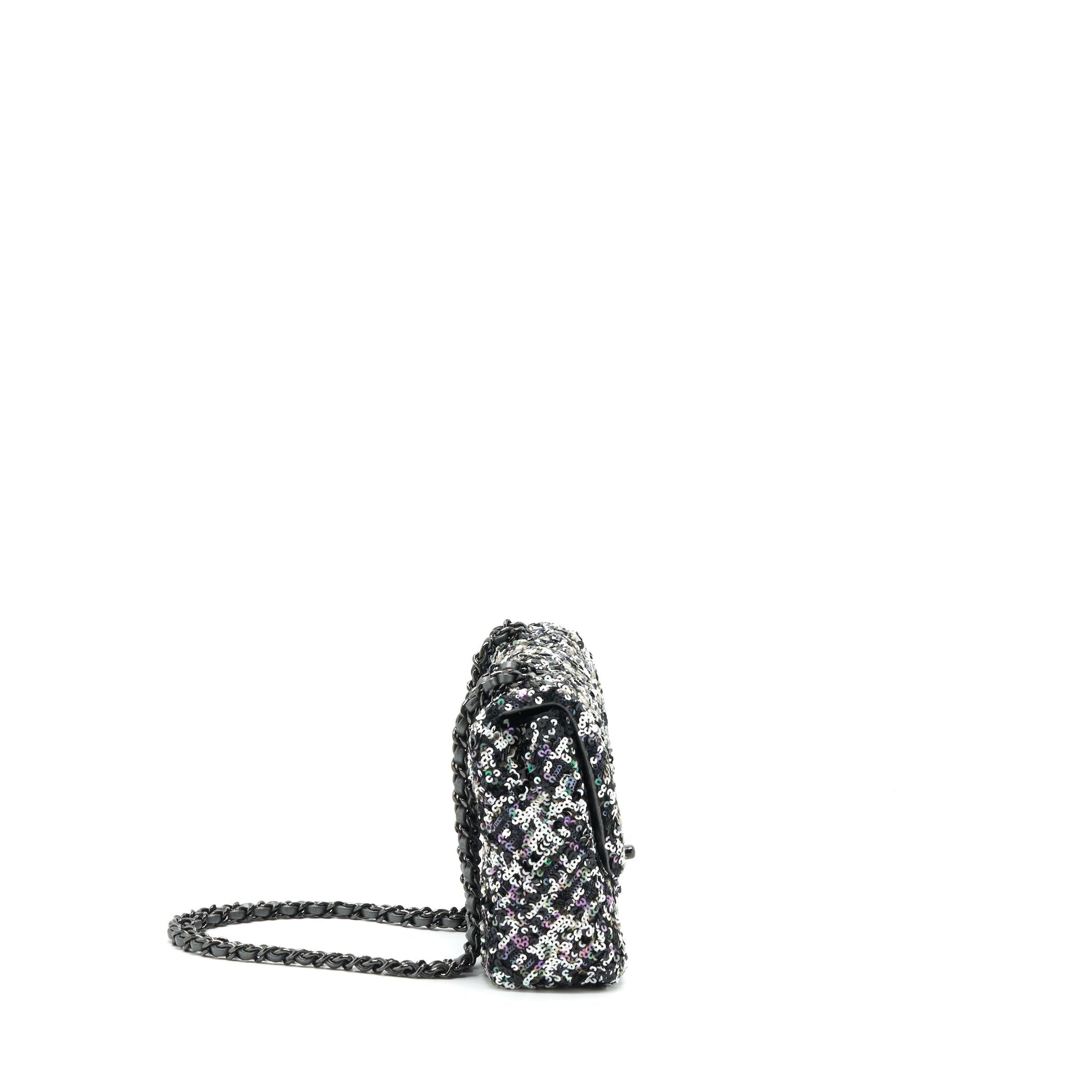 Chanel Rectangular Flap Sequins Hardware Multicolor Black Shoulder Bag
