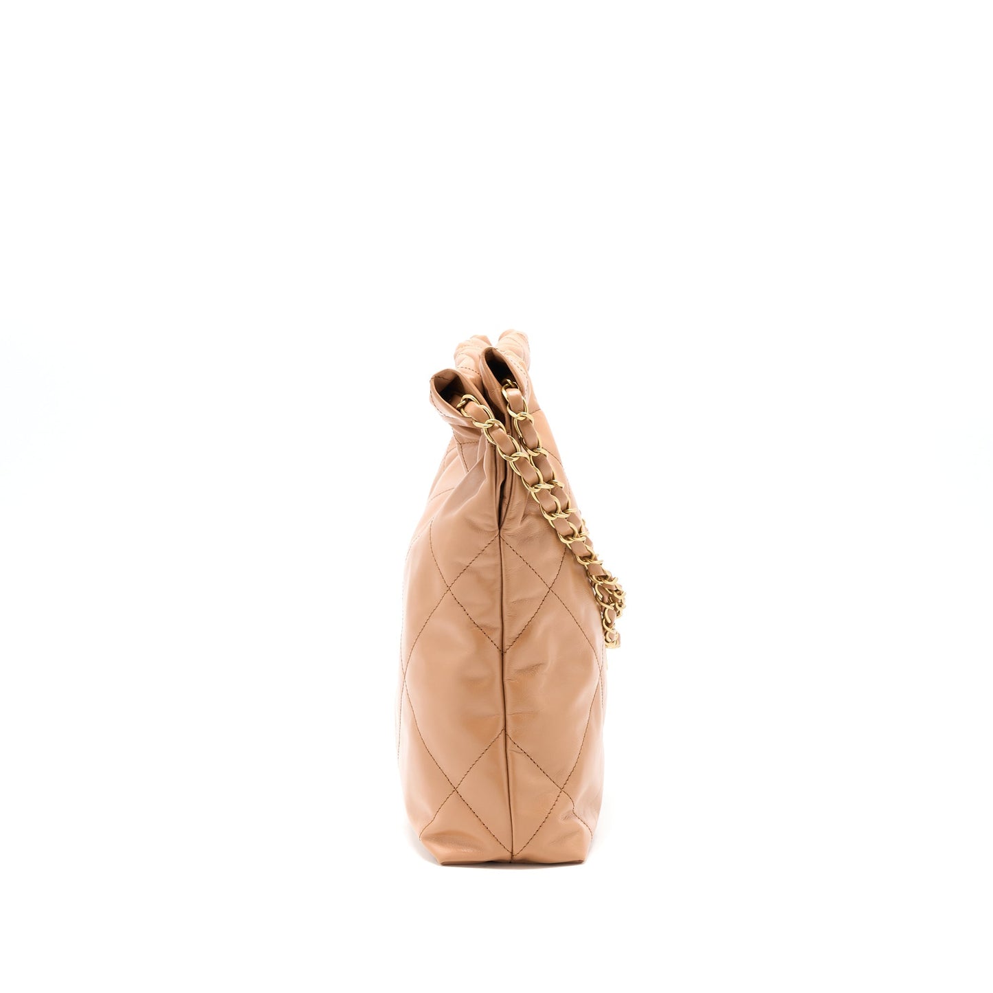 Chanel 22 Shiny Calfskin Caramel GHW Microchip Small Handbag