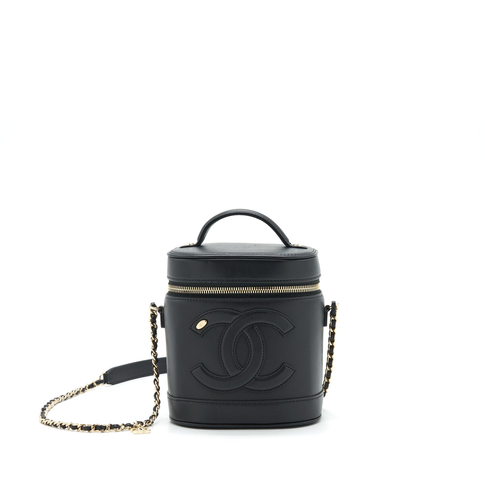 Chanel Vanity Lambskin LGHW Black Handbag