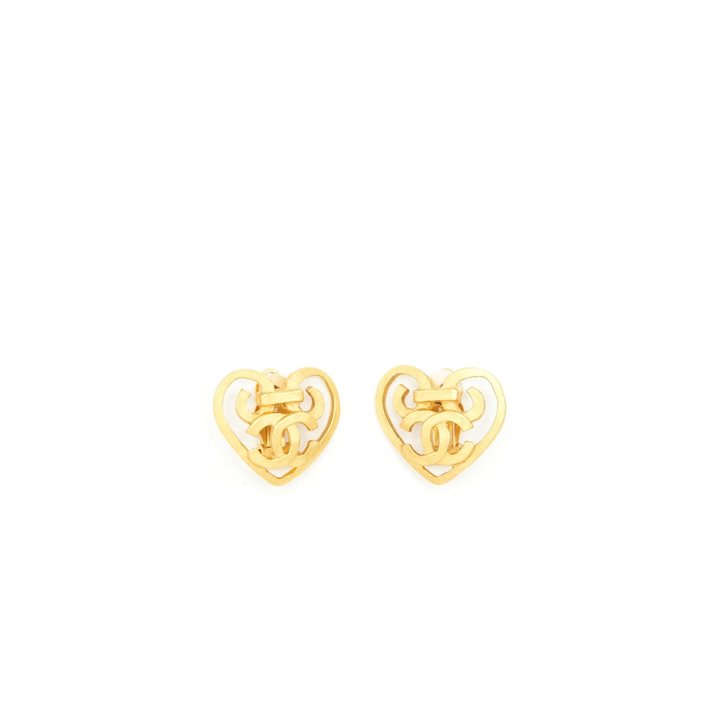 Chanel Heart CC Logo Earclips 24K Plated Handbag