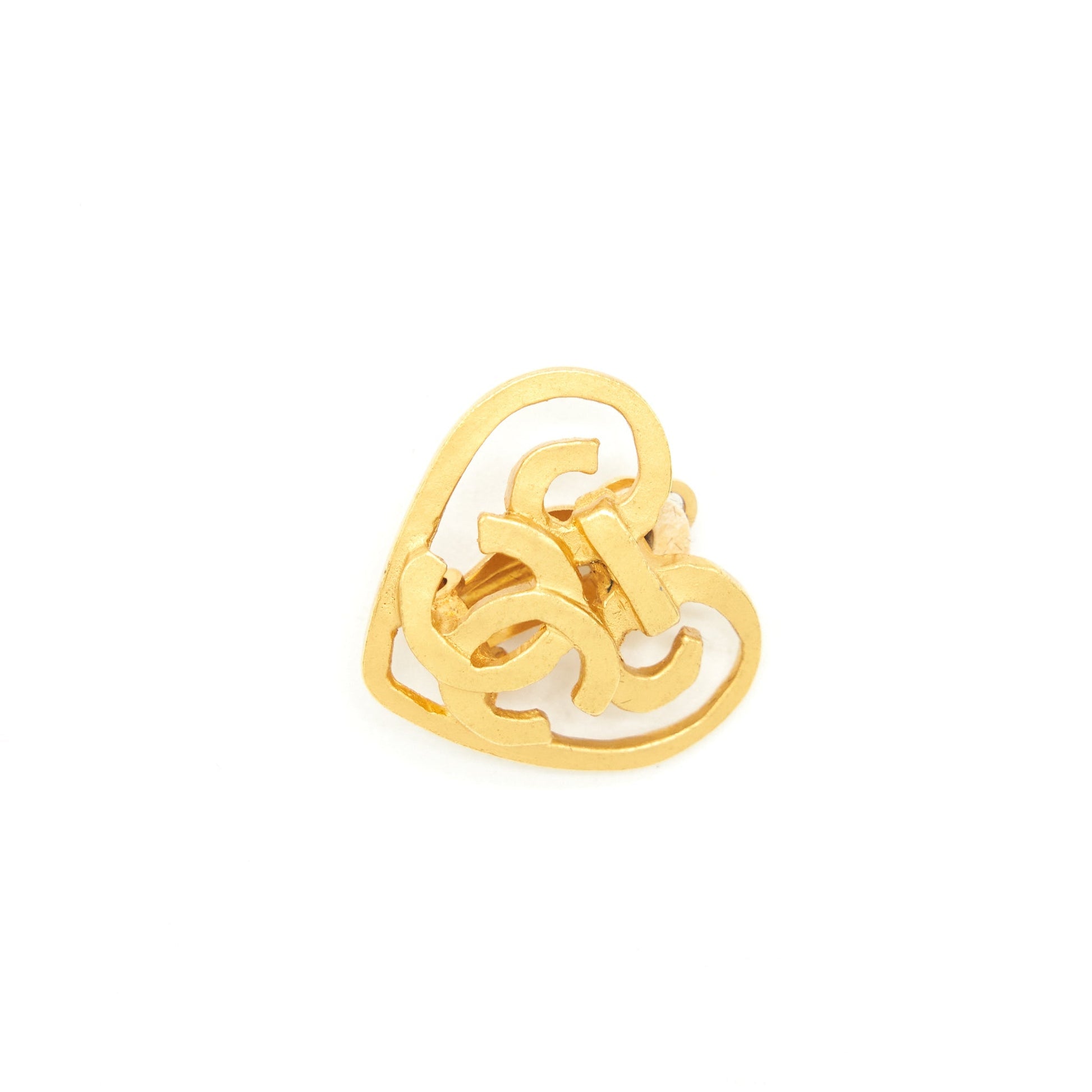 Chanel Heart CC Logo Earclips 24K Plated Handbag