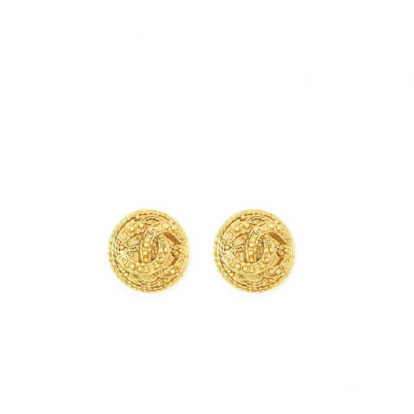 Chanel Round CC Logo Earclips 24K Plated Handbag