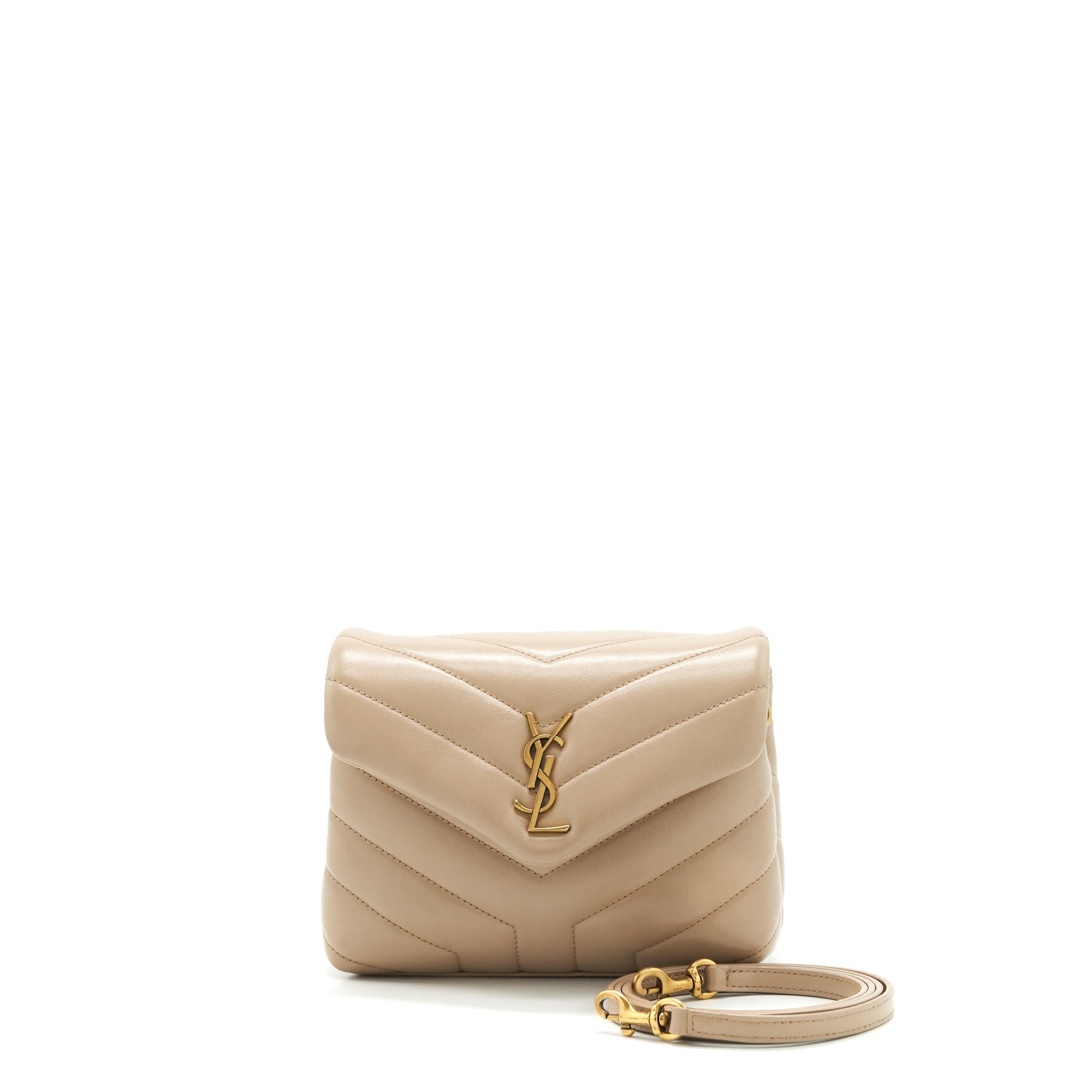 YSL Saint Laurent Lou Lou Purse Dark Travel Bag Beige
