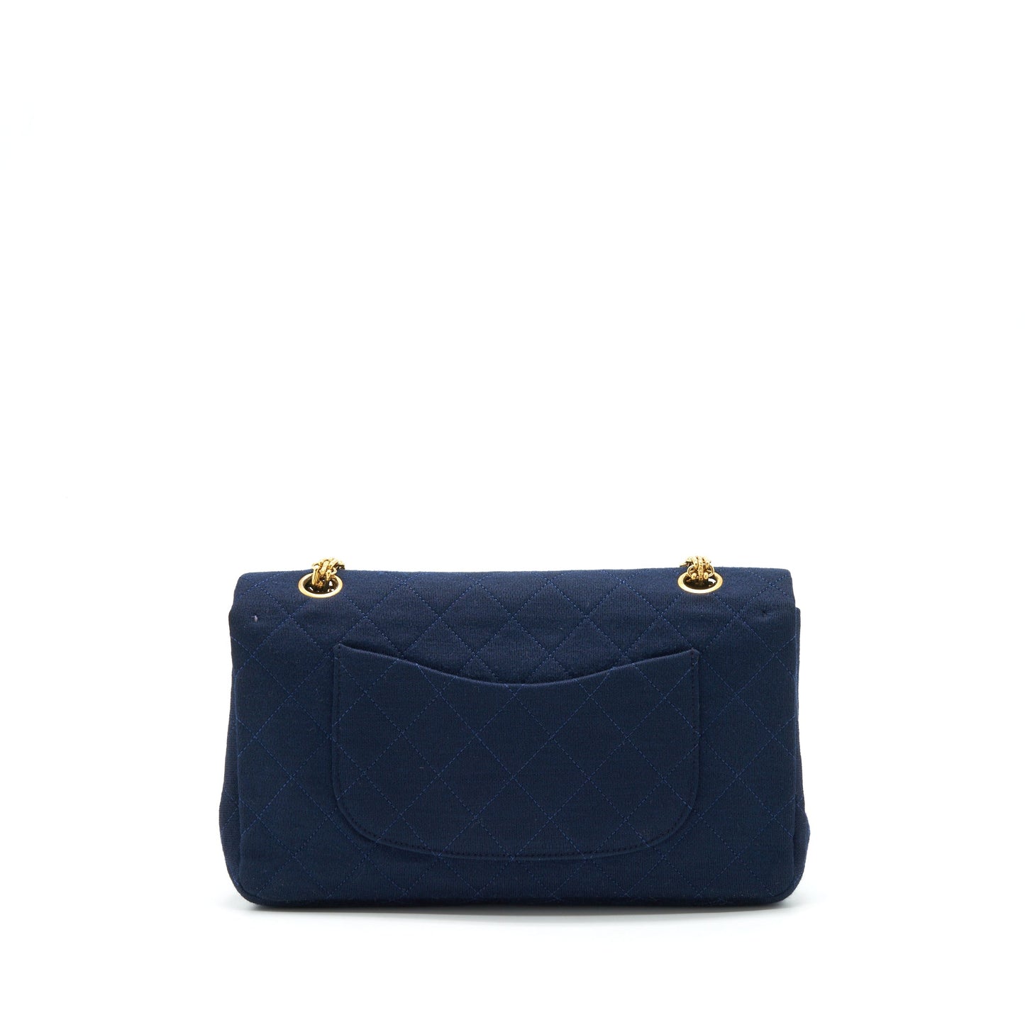 Chanel Classic Double Flap Fabric Navy GHW Shoulder Bag