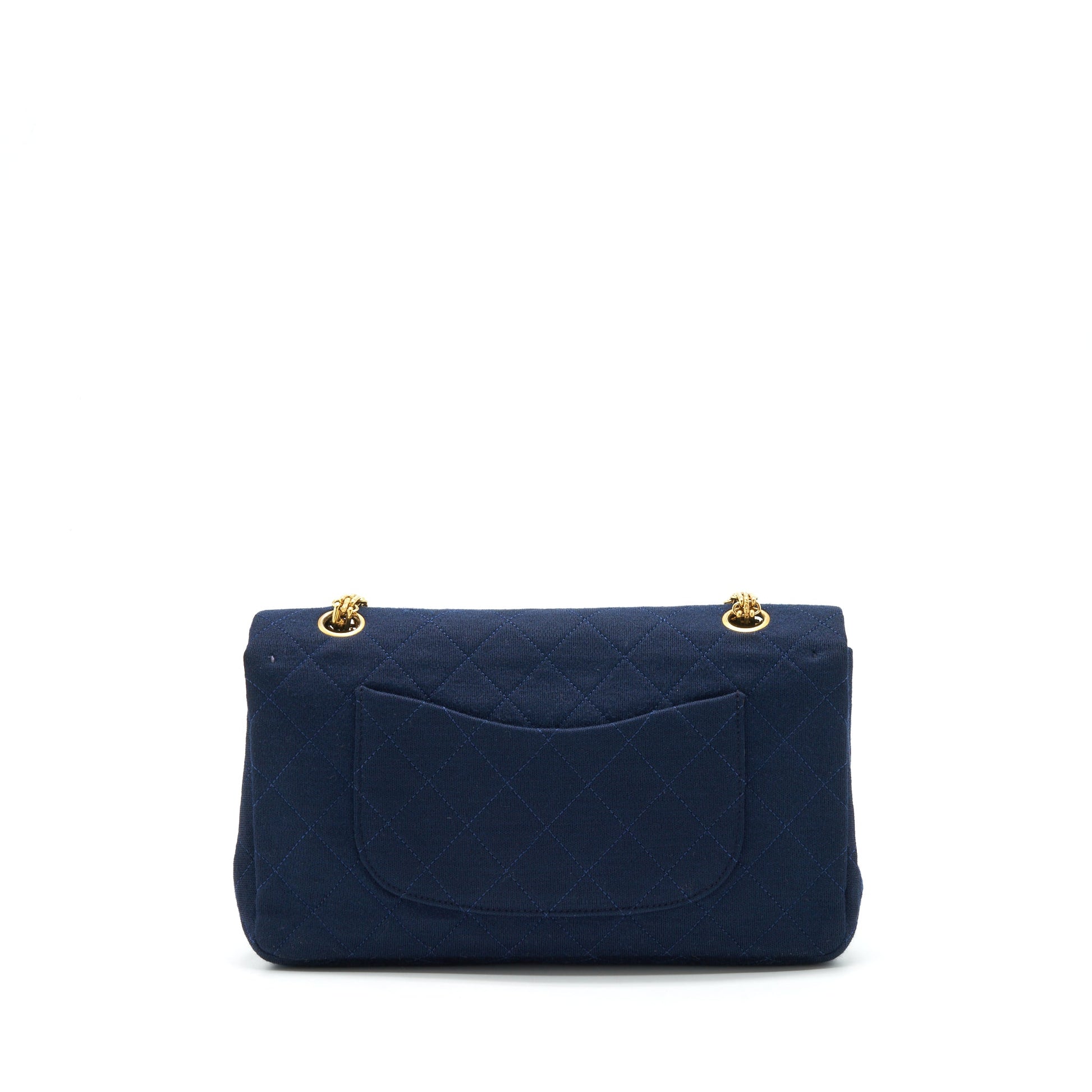 Chanel Classic Double Flap Fabric Navy GHW Shoulder Bag
