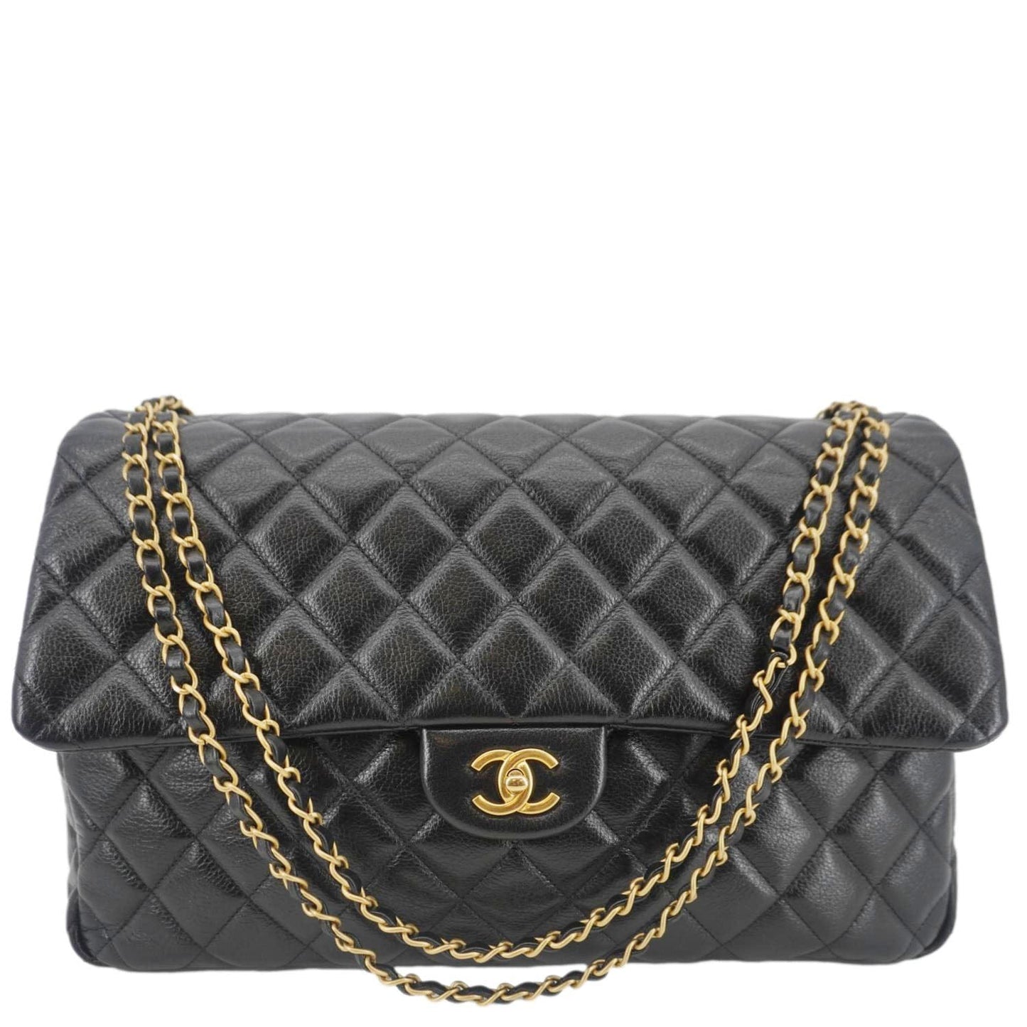 Chanel XXL Flap Leather Lambskin Black Travel Bag