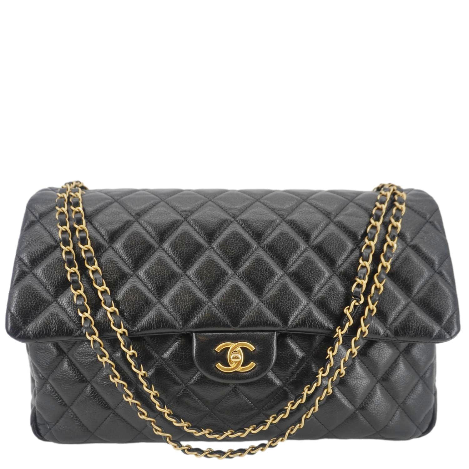 Chanel XXL Flap Leather Lambskin Black Travel Bag
