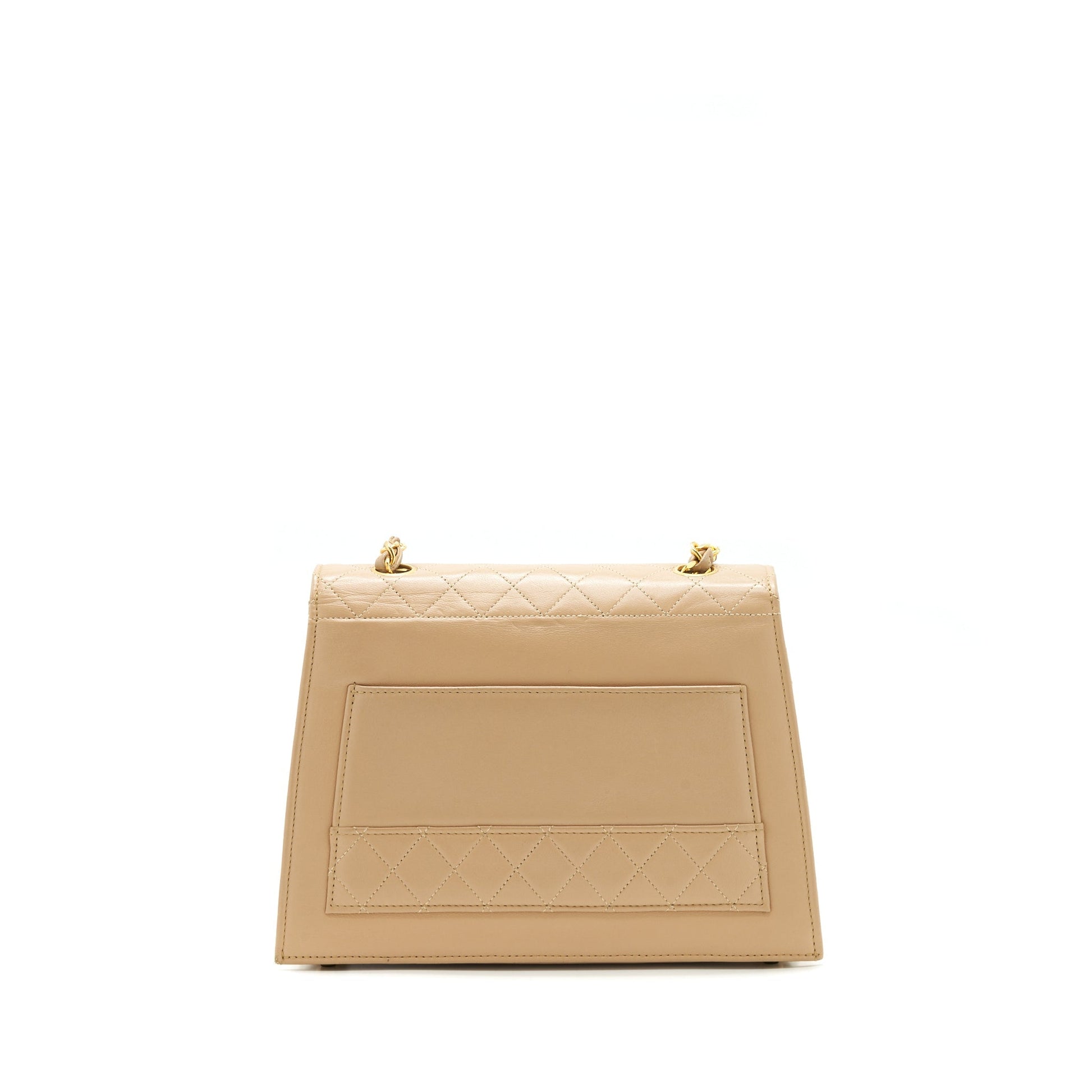 Chanel Single Flap Cross body Lambskin GHW Beige Shoulder Bag