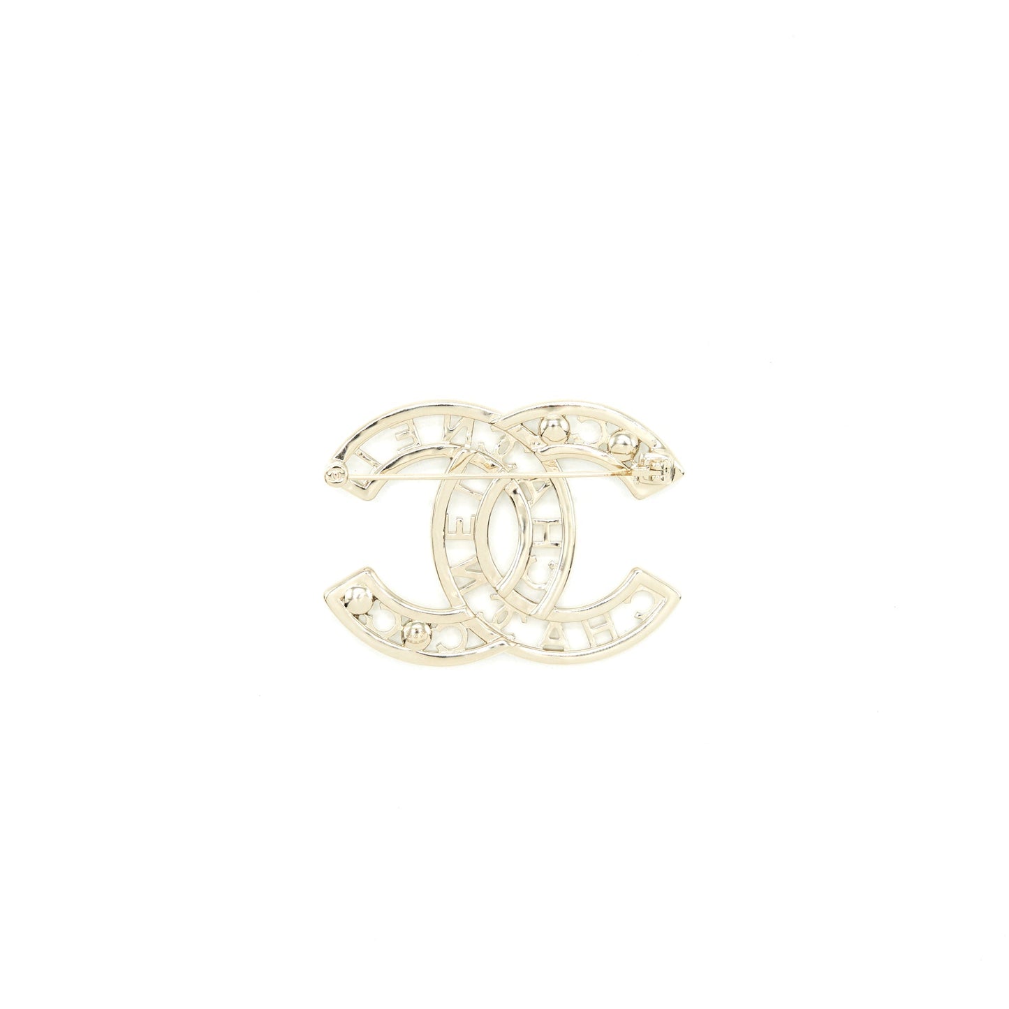 Chanel cc Logo Letter Pearl Brooch LGHW Gold Handbag