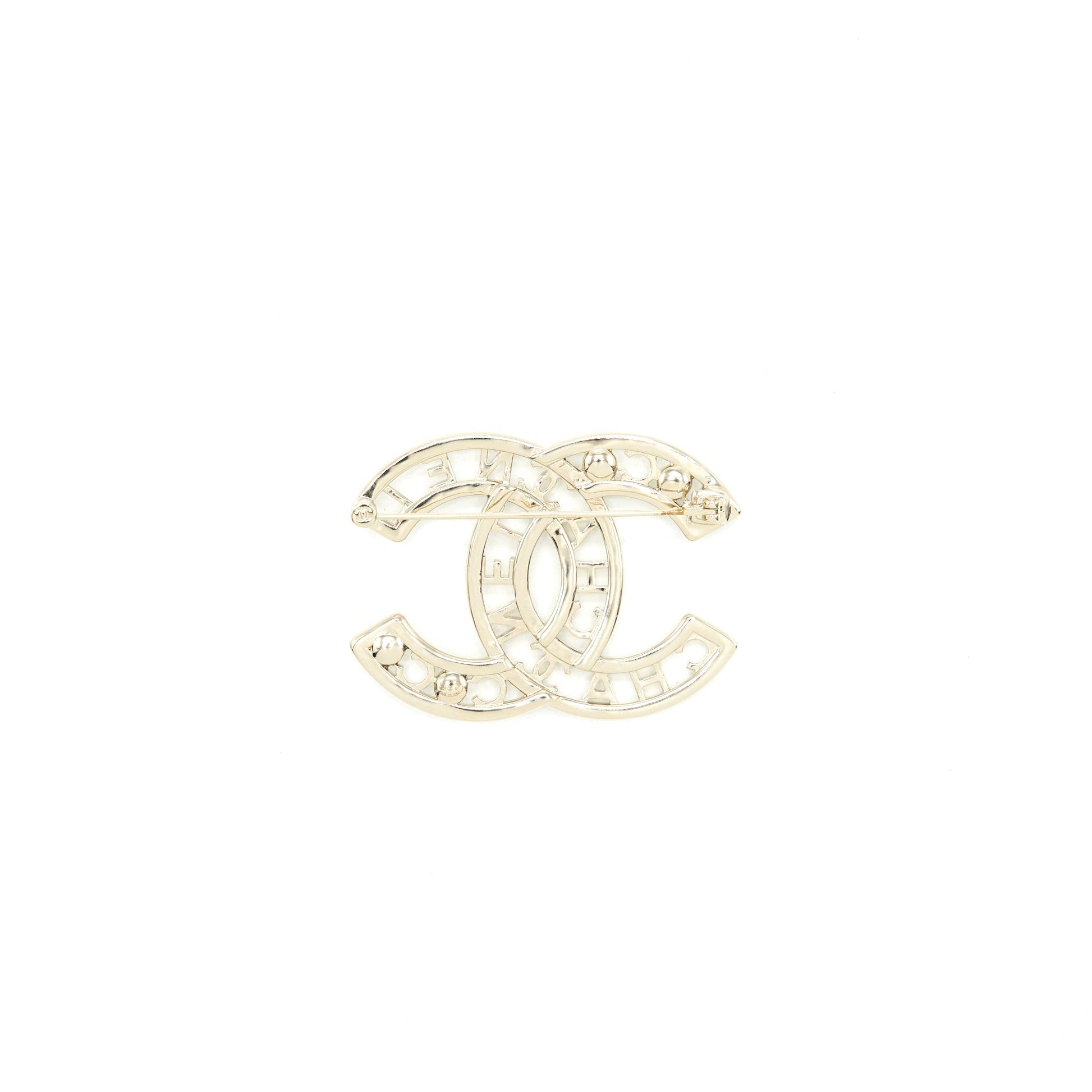 Chanel cc Logo Letter Pearl Brooch LGHW Gold Handbag