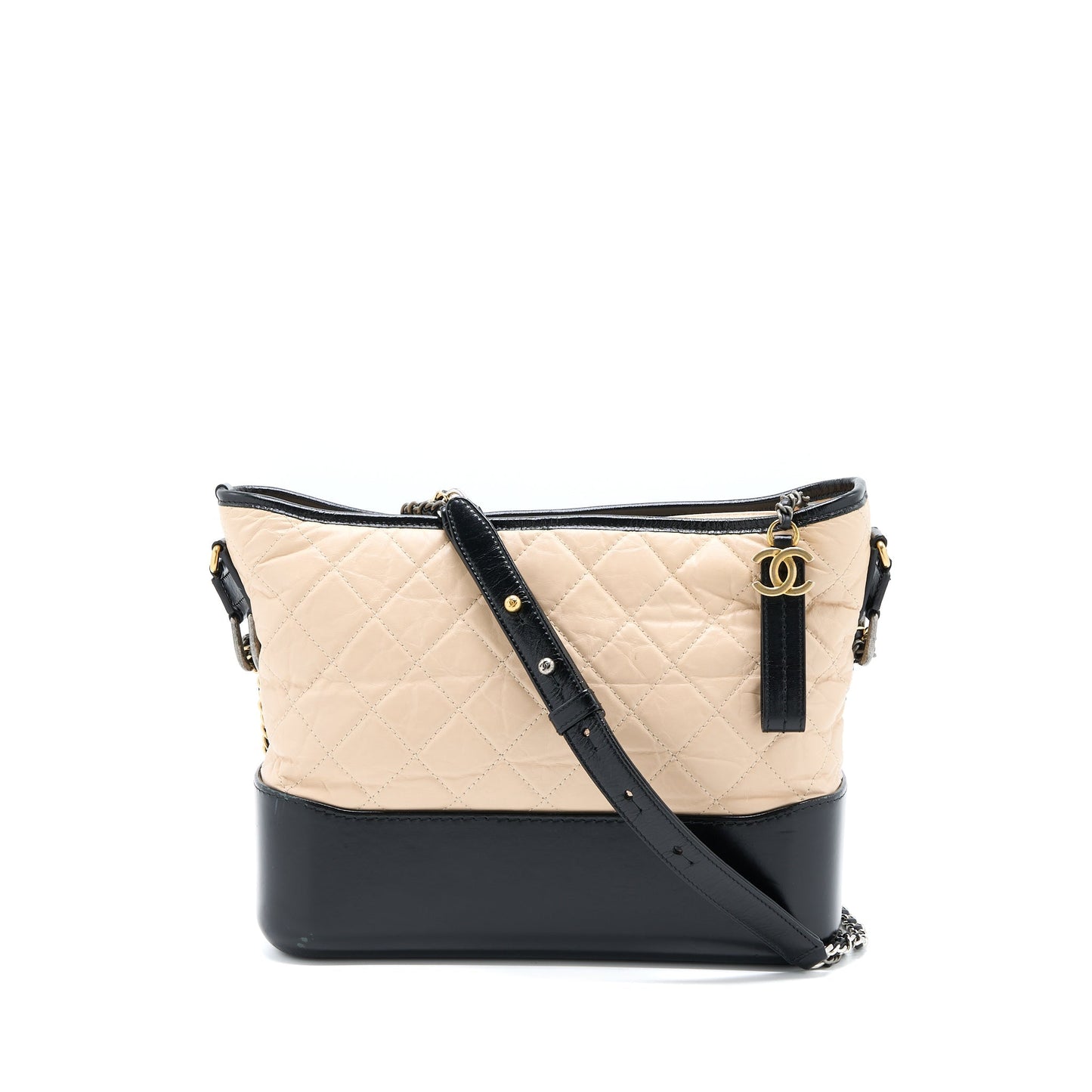 Chanel Gabrielle Hobo Calfskin Hardware Multicolour Black Beige Shoulder Bag