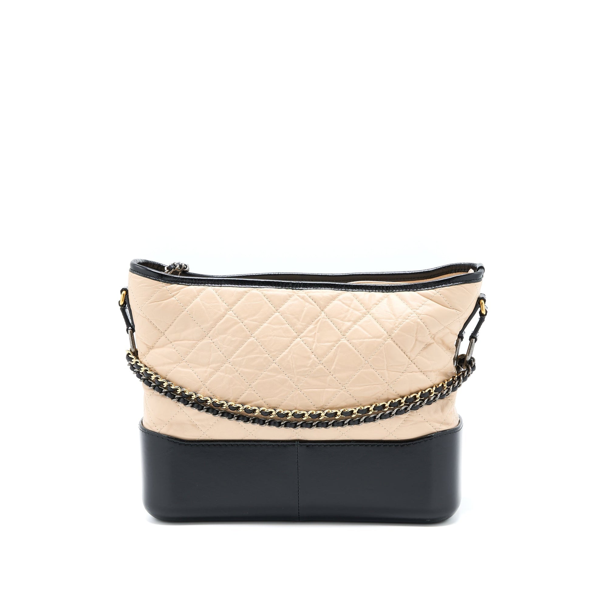 Chanel Gabrielle Hobo Calfskin Hardware Multicolour Black Beige Shoulder Bag