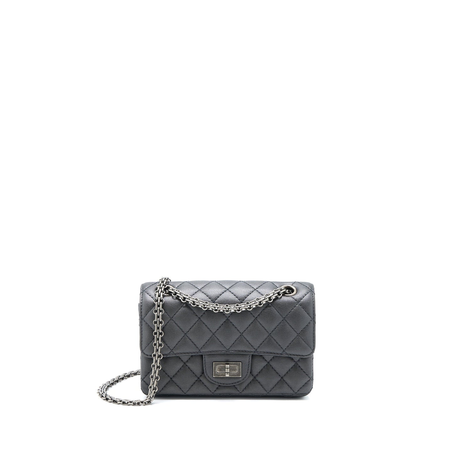 Chanel 2.55 Reissue Flap Goatskin Dark Ruthenium Grey Shoulder Bag
