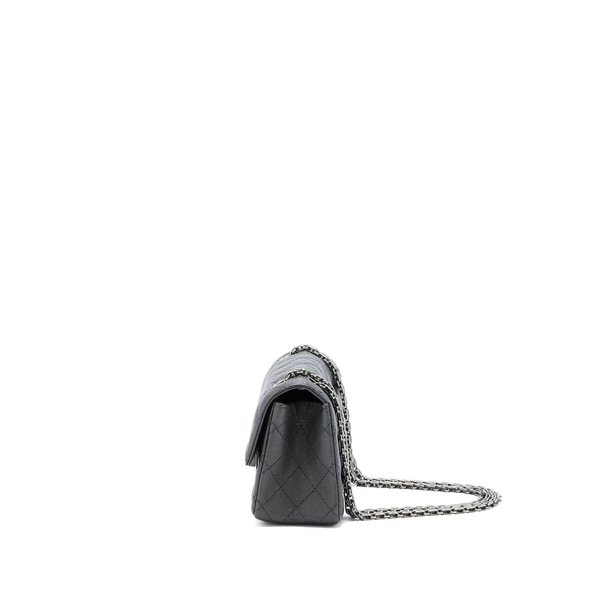 Chanel 2.55 Reissue Flap Goatskin Dark Ruthenium Grey Shoulder Bag