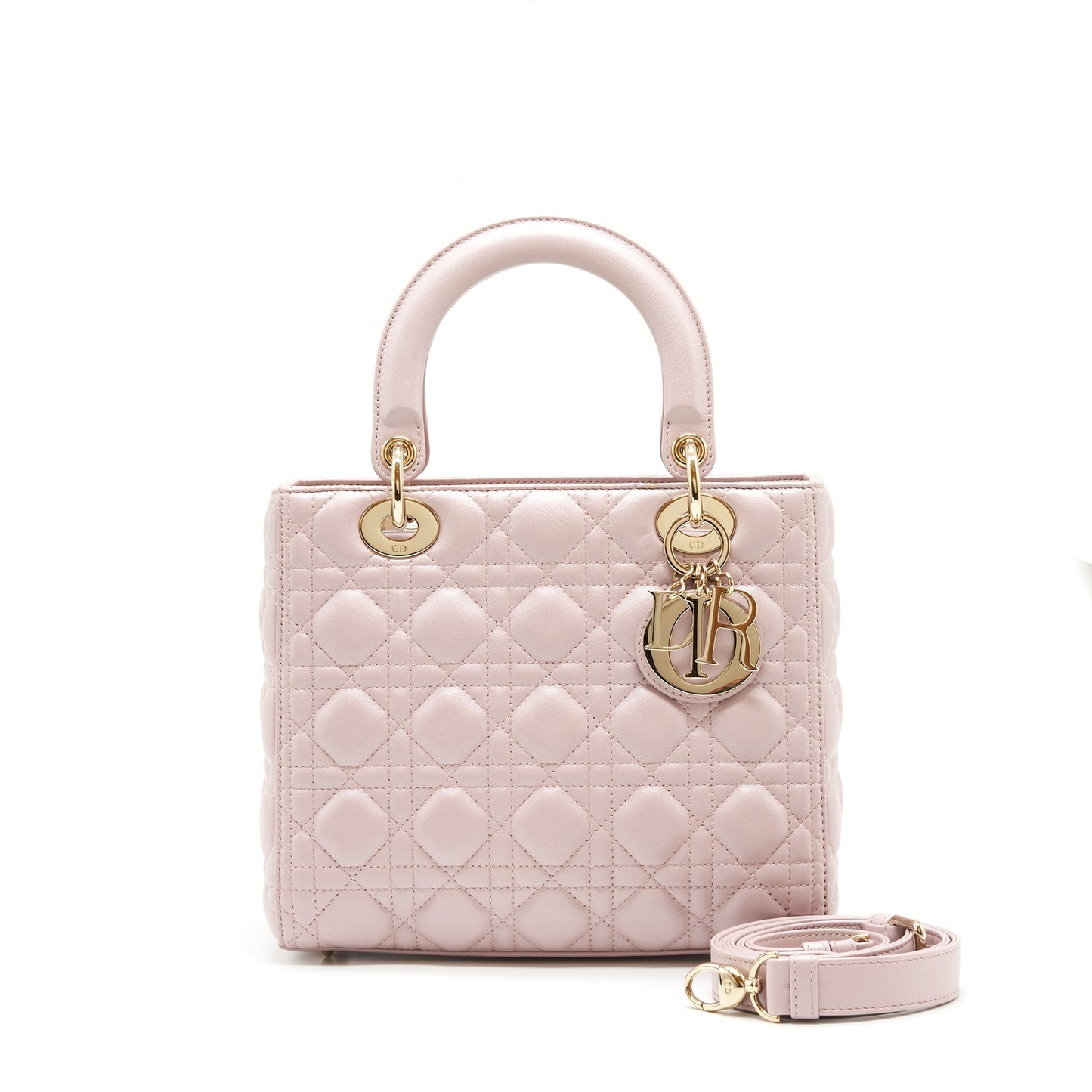 Dior Lady Lambskin Light Handbag Pink Travel Bag