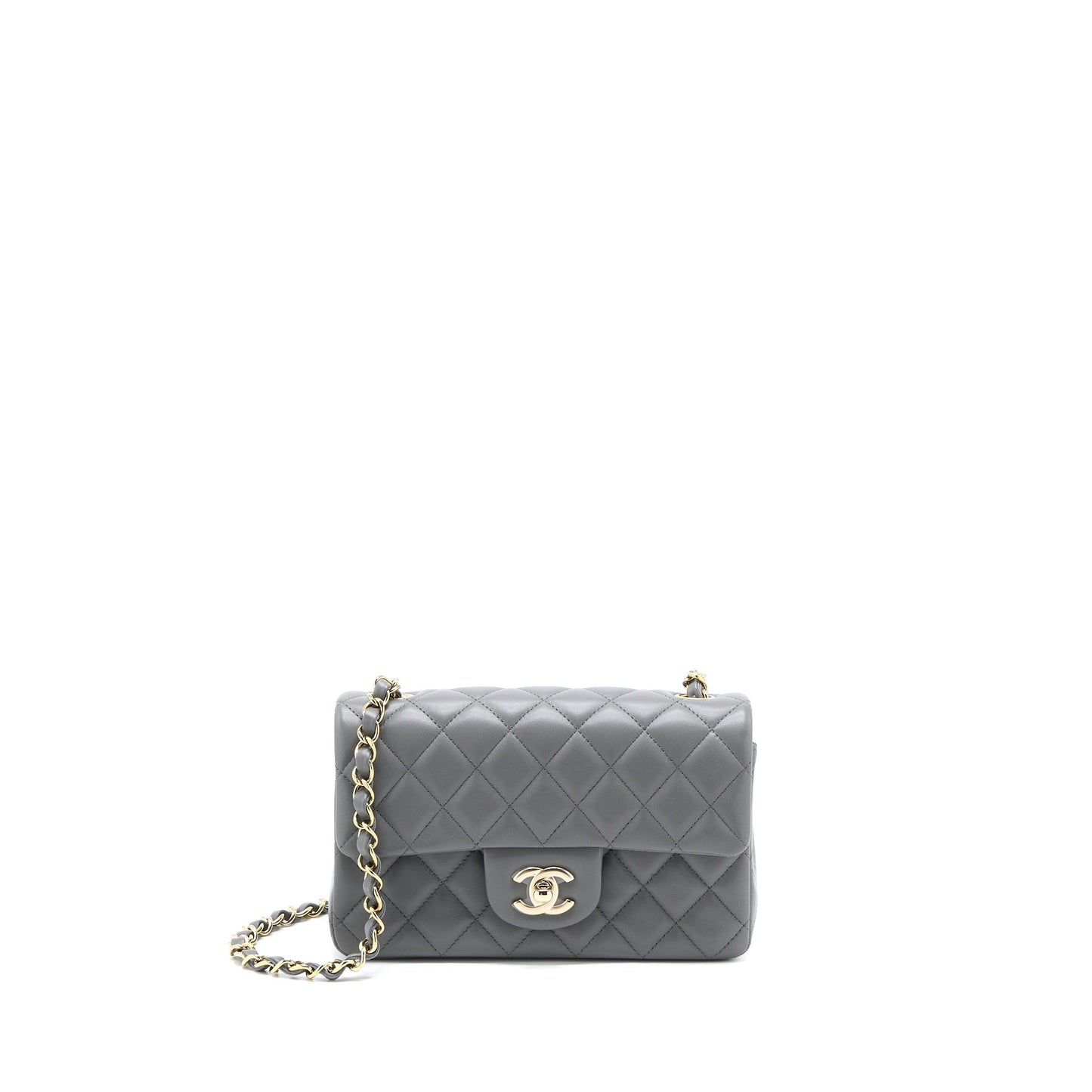 Chanel 22A Rectangular Flap Lambskin LGHW Microchip Grey Shoulder Bag Microchip 2