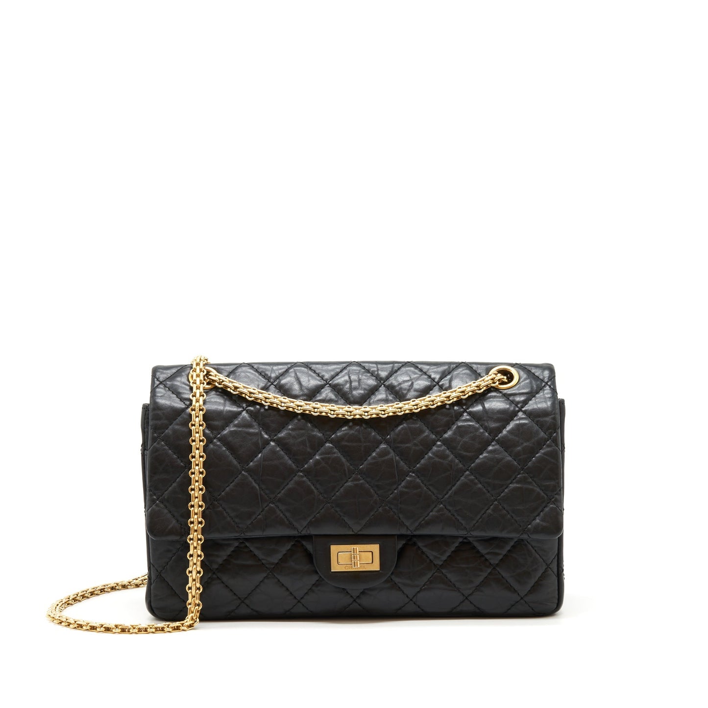 Chanel 2.55 226 Reissue Double Flap Calfskin Black Shoulder Bag Black Ghw
