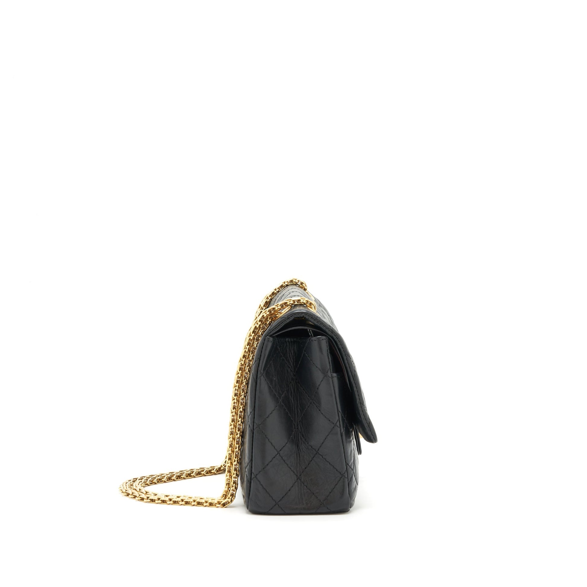Chanel 2.55 226 Reissue Double Flap Calfskin Black Shoulder Bag Black Ghw