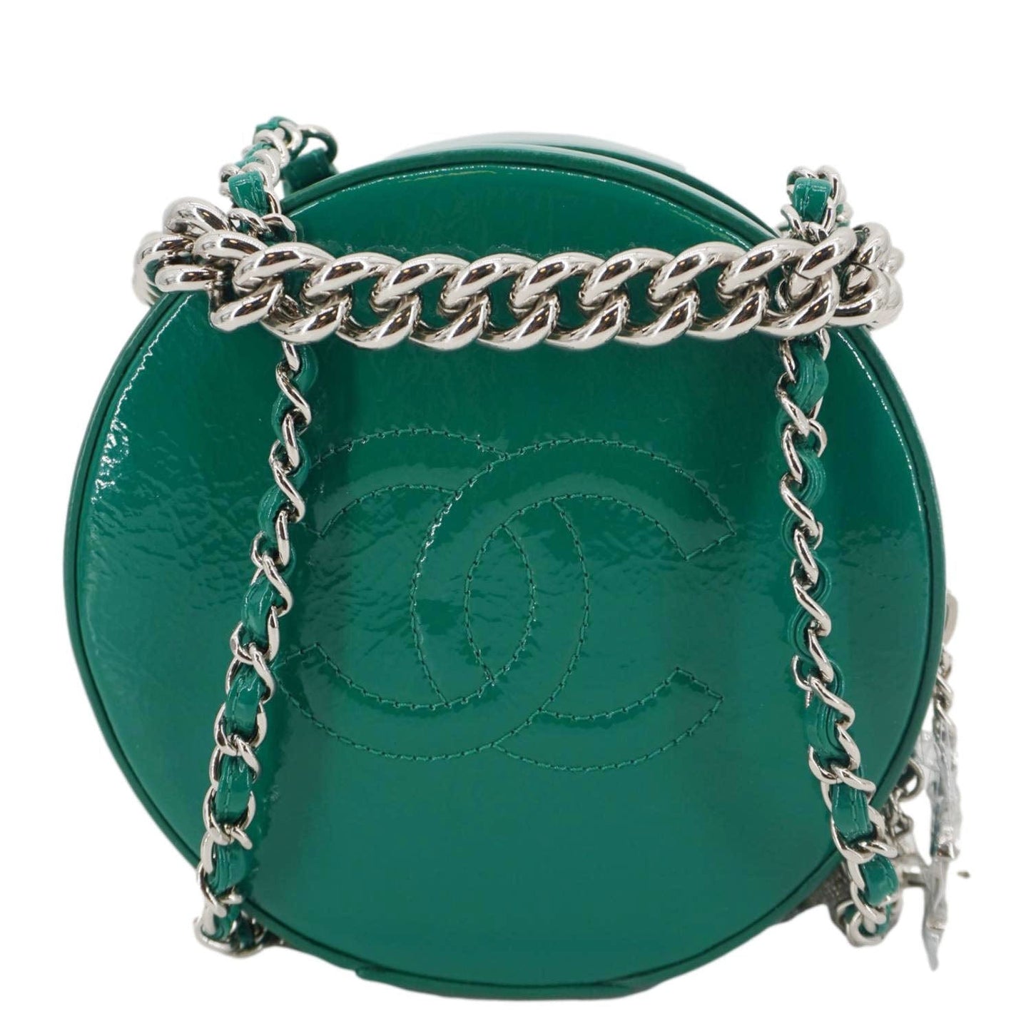 Chanel Round As Earth Patent Leather Crossbody Bag Green
