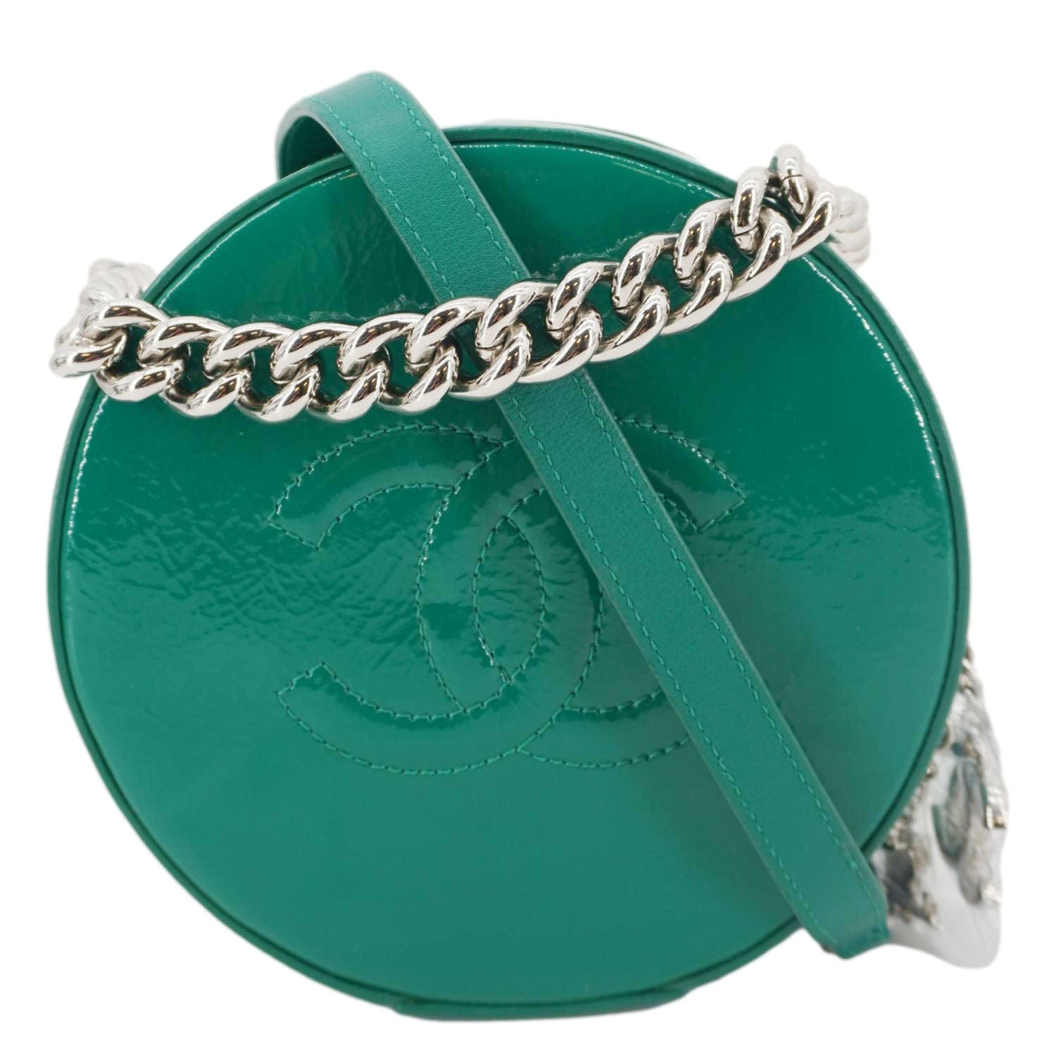 Chanel Round as Earth Patent Leather Crossbody Bag Green