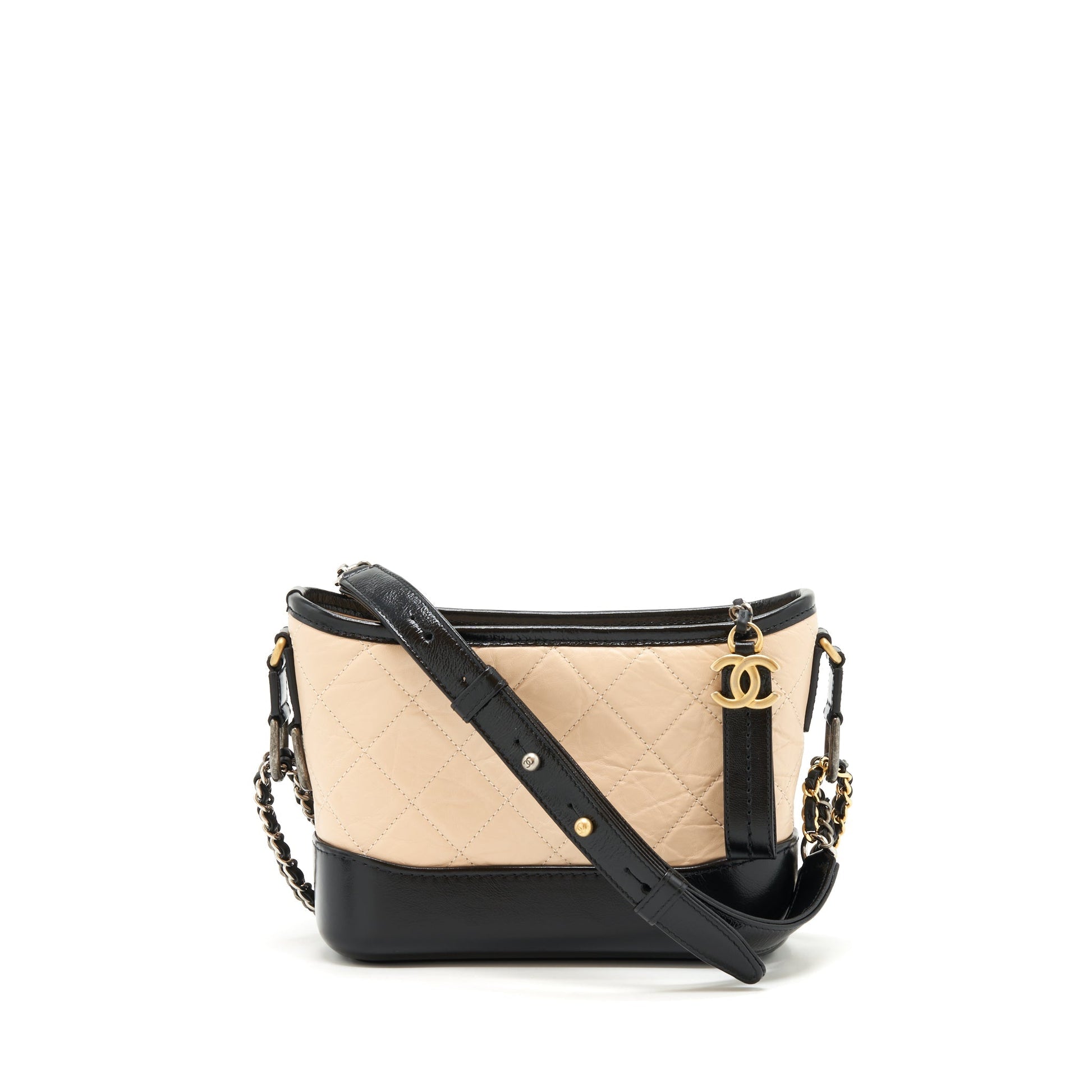 Chanel Gabrielle Hobo Calfskin Ruthenium Hardware Black Gold Silver Beige Small Shoulder Bag