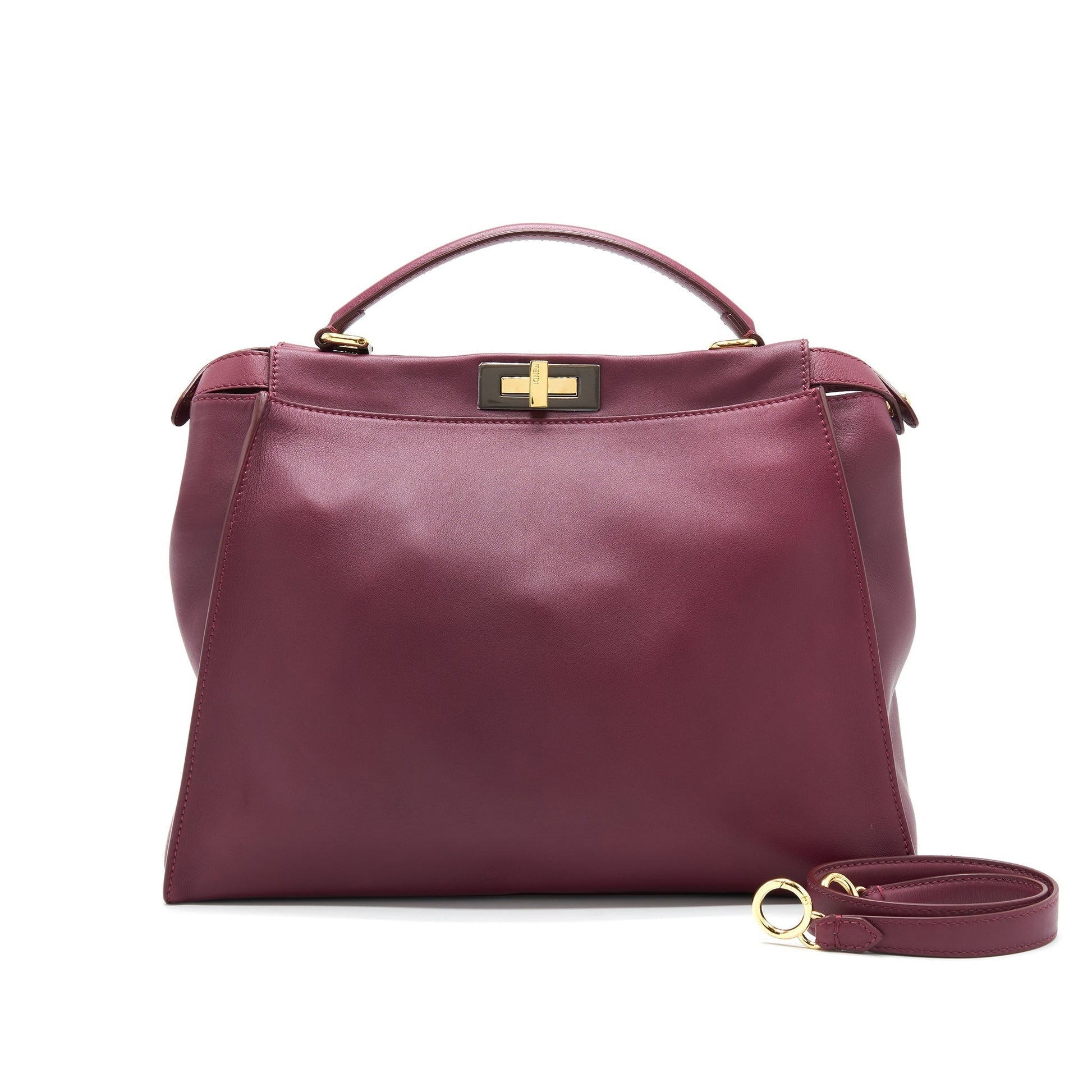 Fendi Peekaboo Tote Purse Dark Red Large Tote Bag