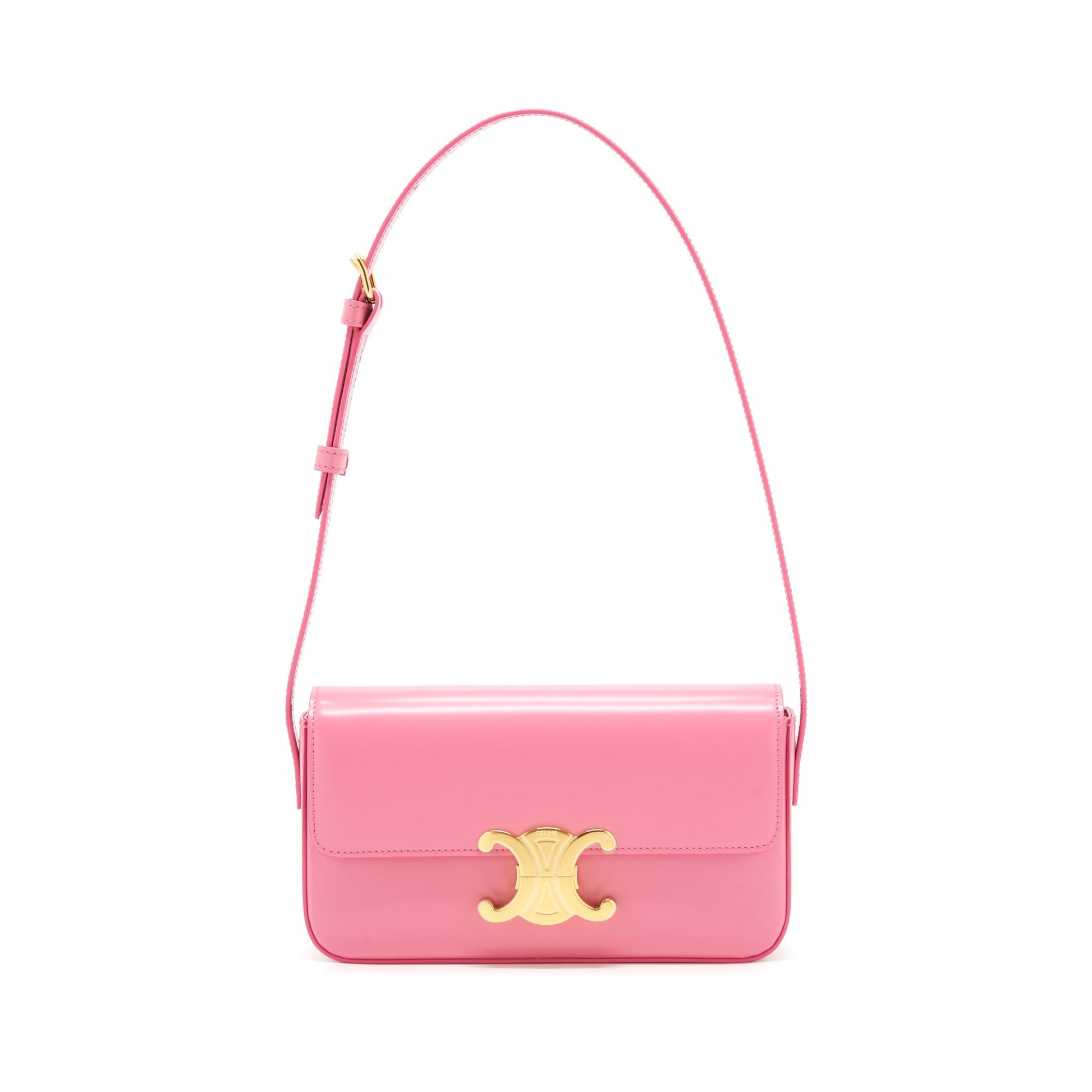 Celine Triomphe Purse Calfskin Flamingo Handbag Mini Travel Bag