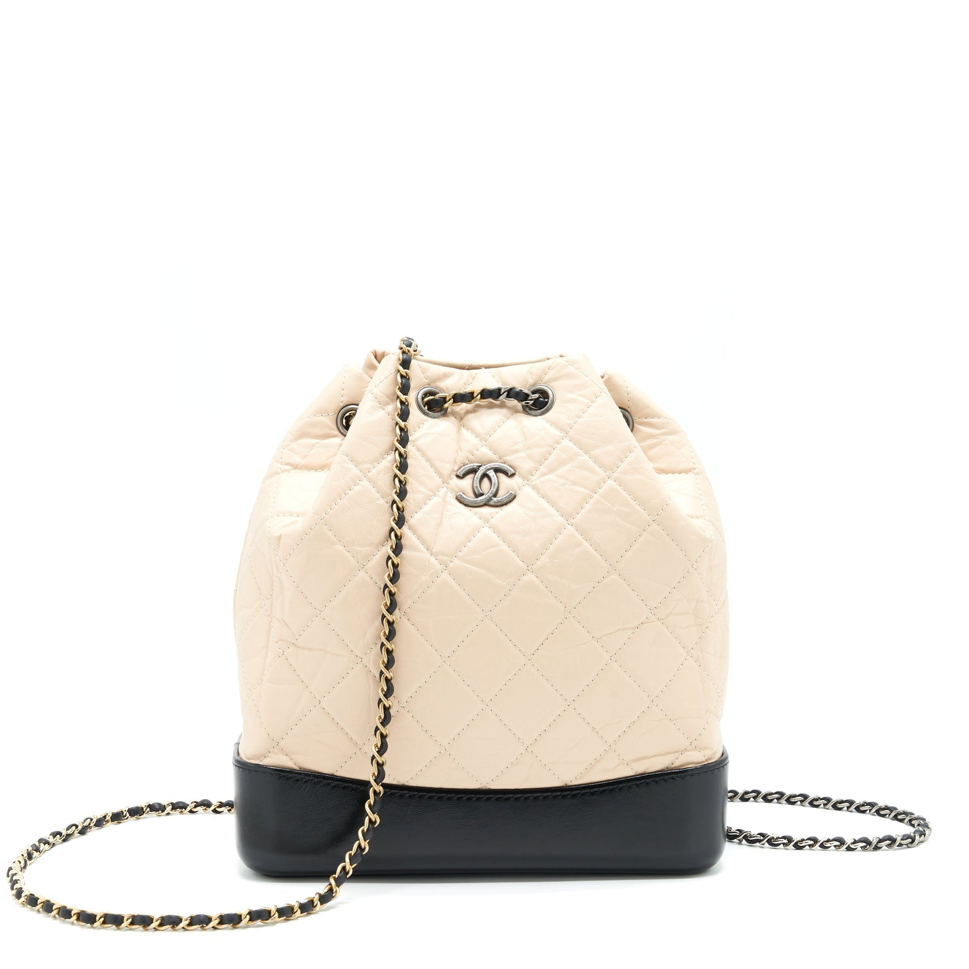 Chanel Gabrielle Backpack Double Colour Hardware Black Beige