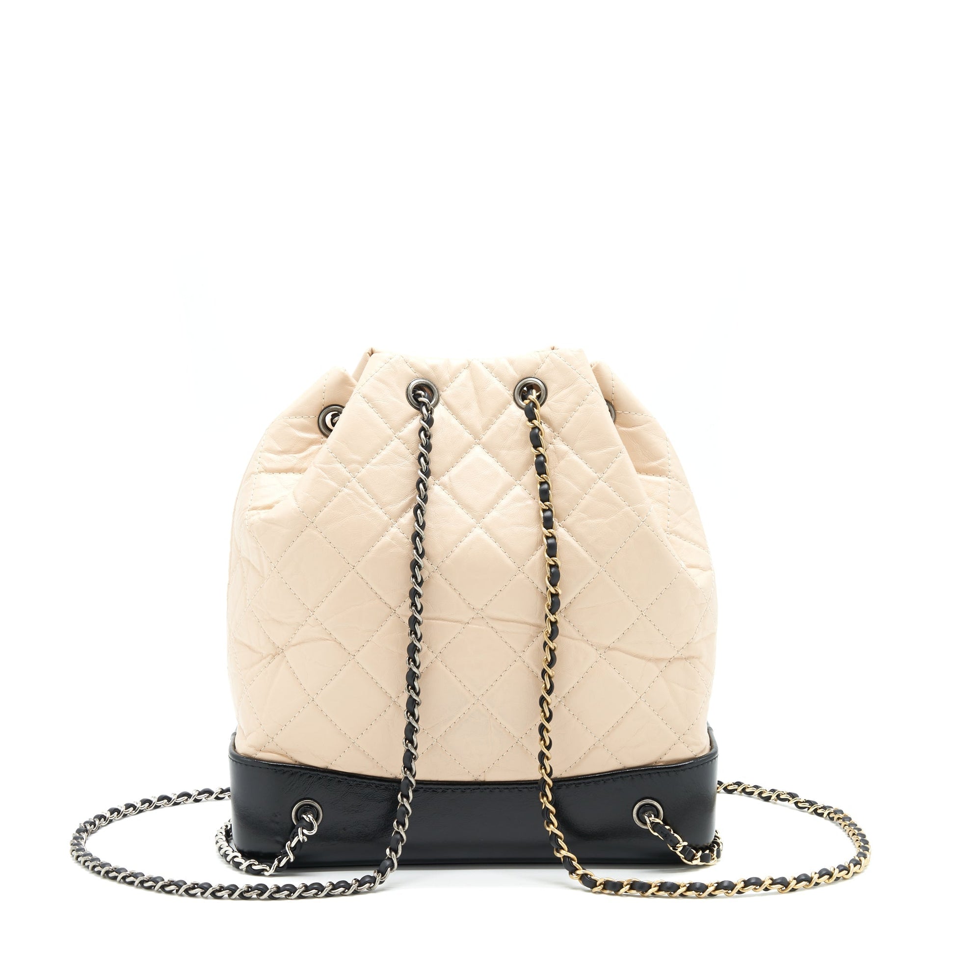 Chanel Gabrielle Backpack Double Colour Hardware Black Beige
