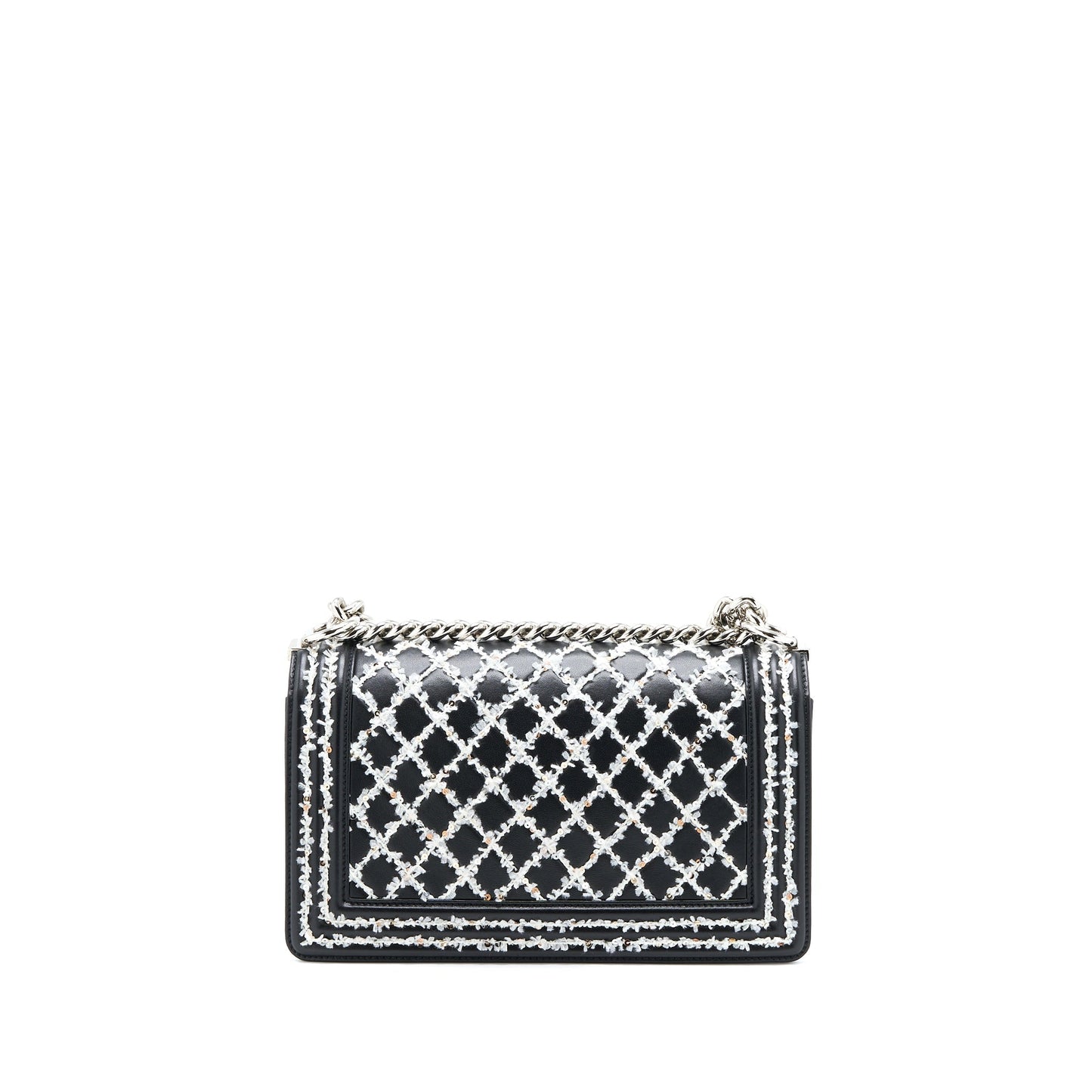 Chanel Boy Limited Lambskin SHW Black White Handbag