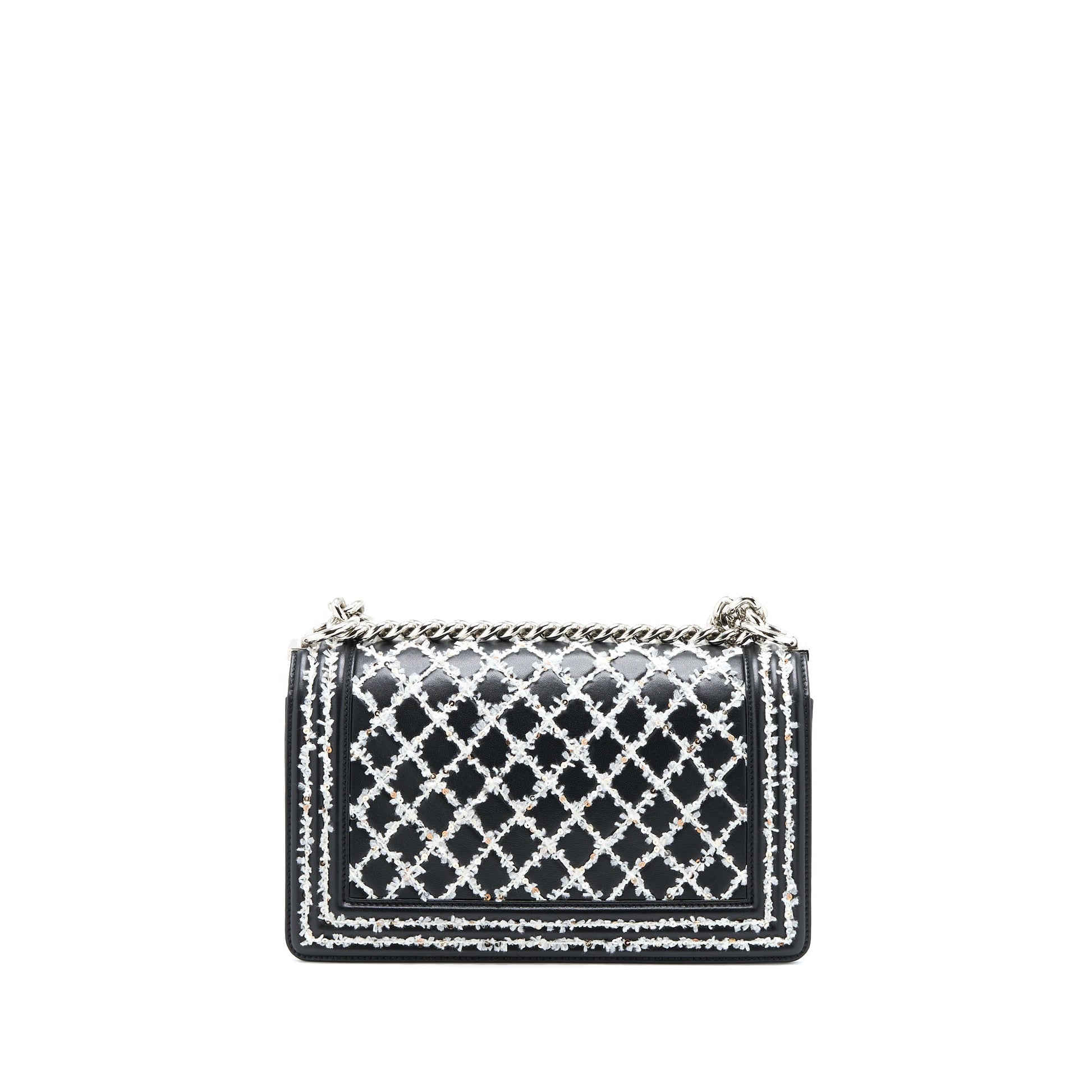 Chanel Boy Limited Lambskin SHW Black White Handbag