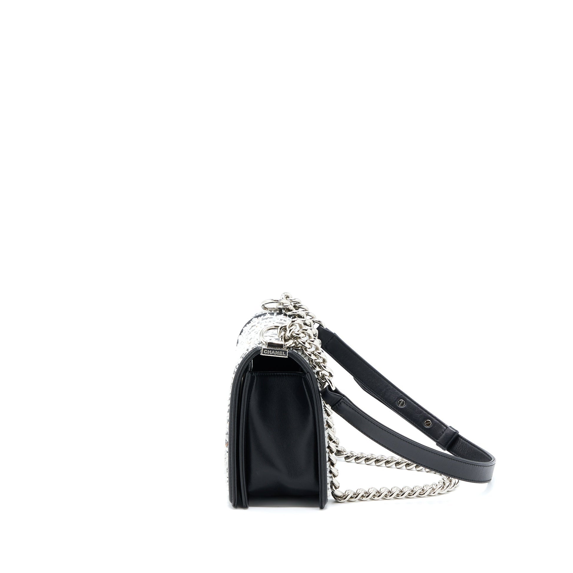 Chanel Boy Limited Lambskin SHW Black White Handbag
