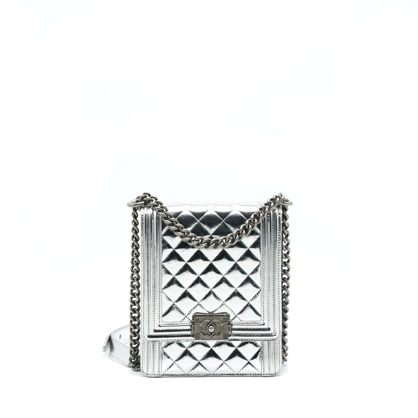 Chanel Vertical re Silver Handbag