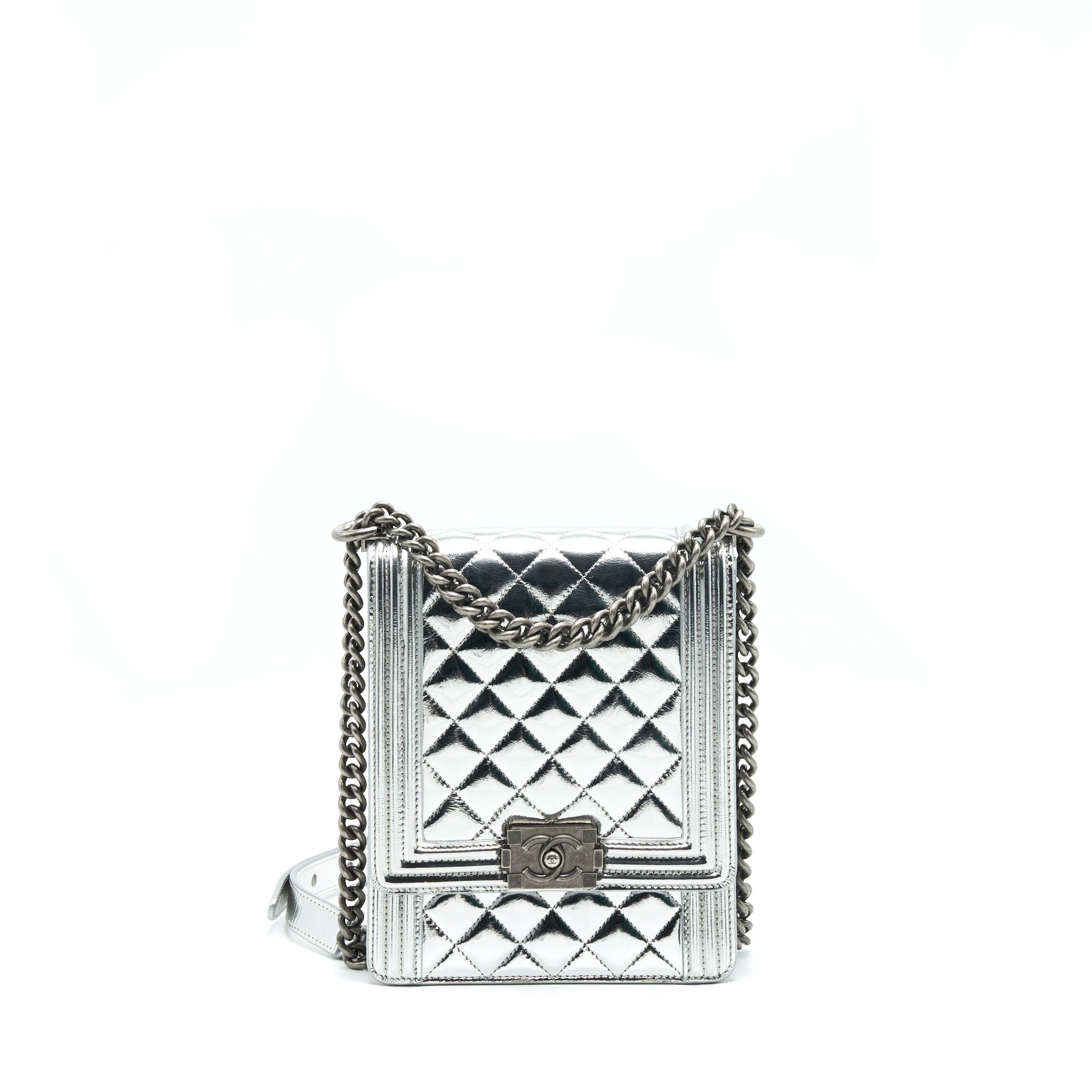 Chanel Vertical re Silver Handbag