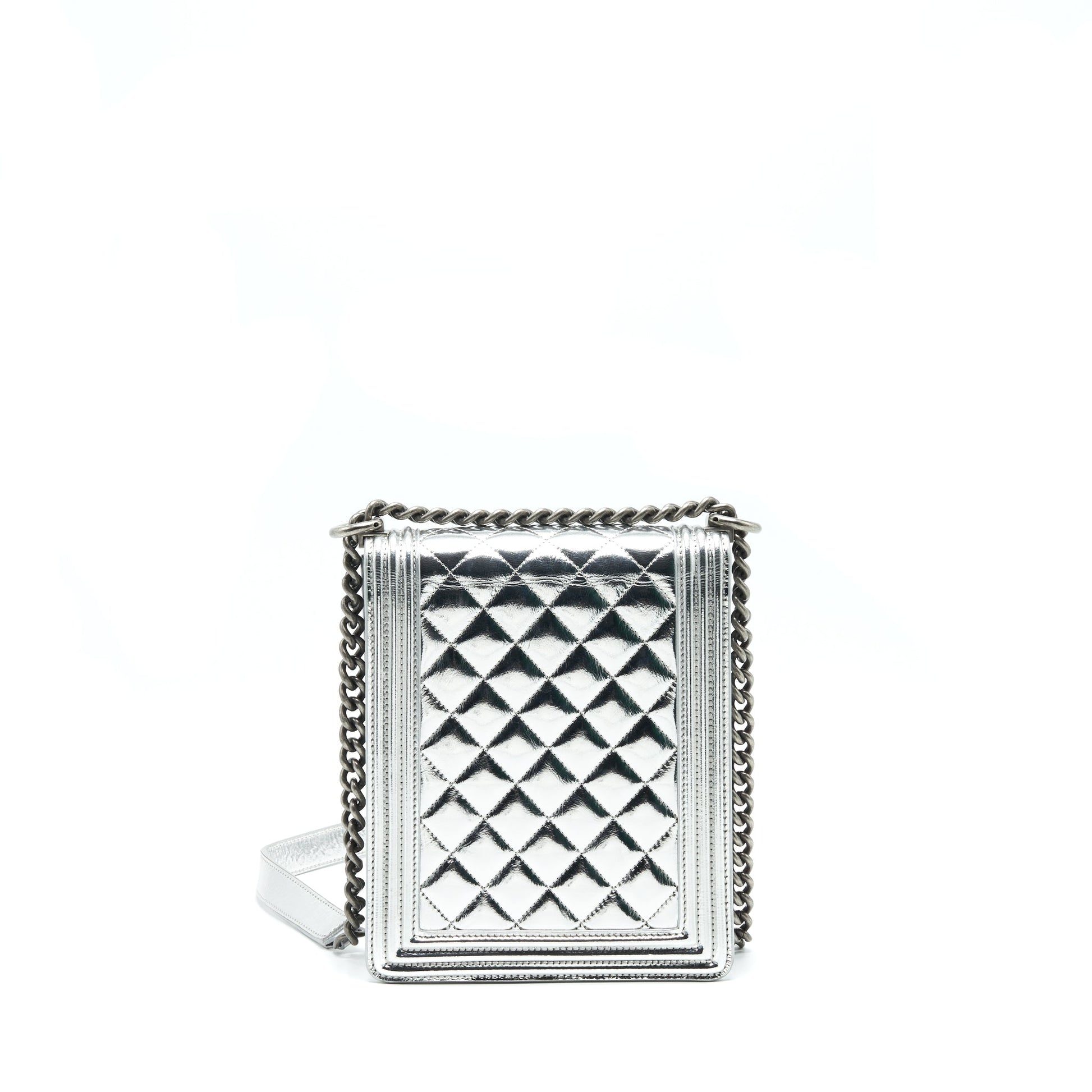 Chanel Vertical re Silver Handbag