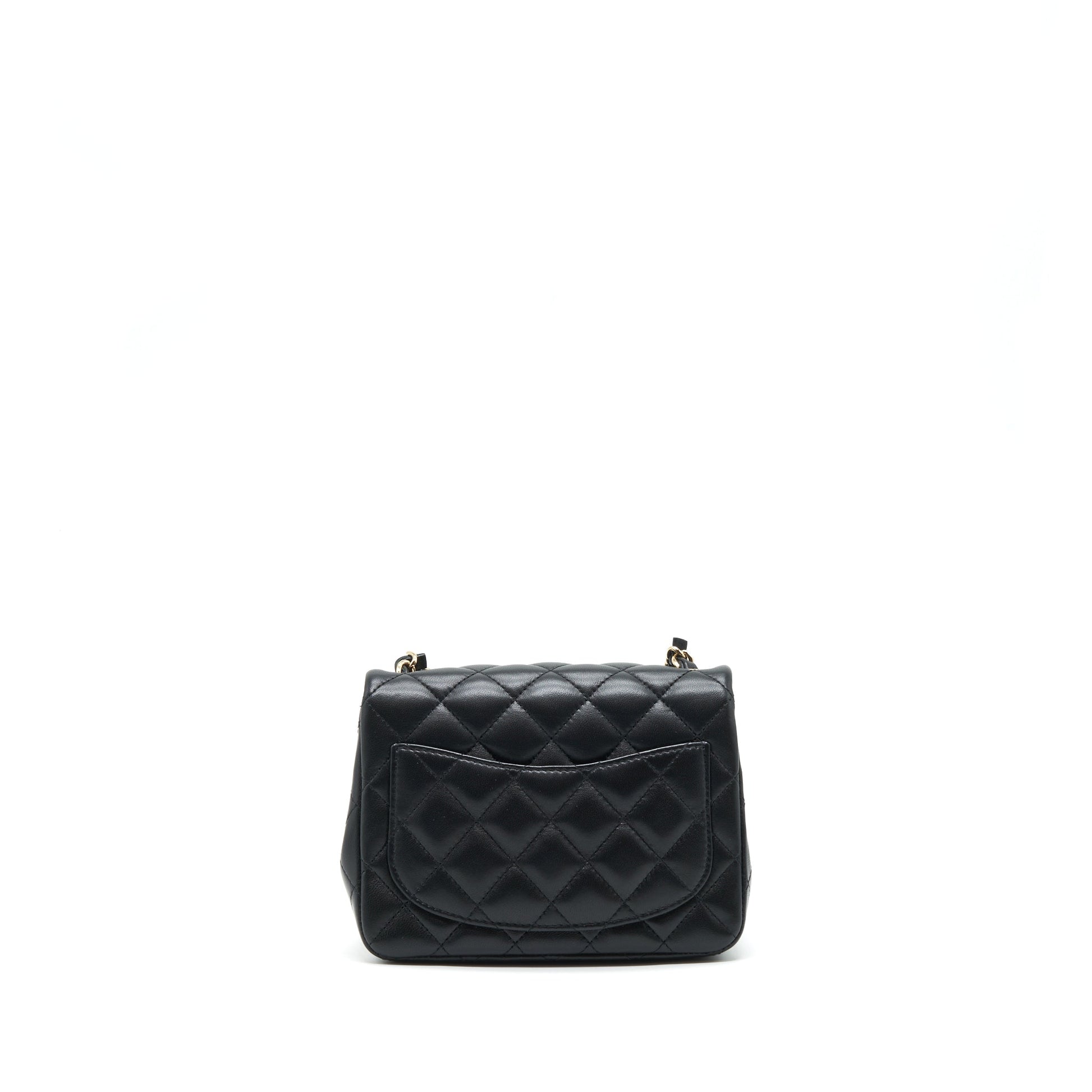 Chanel Square Flap Lambskin LGHW Black Shoulder Bag Black Lghw