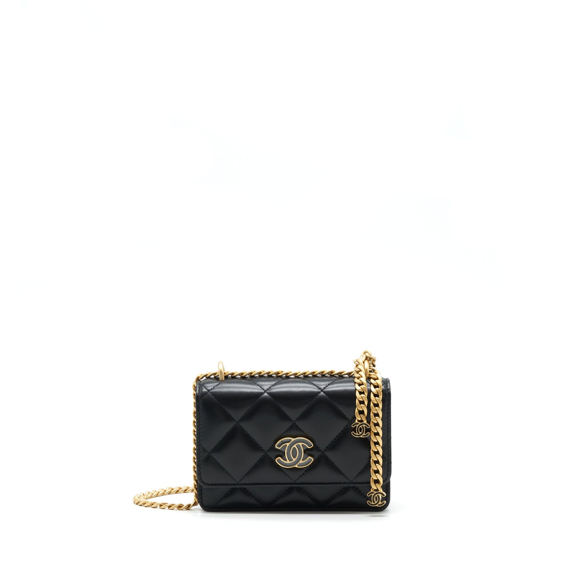 Chanel 22P Seasonal Flap Lambskin Hardware Black Gold Shoulder Bag