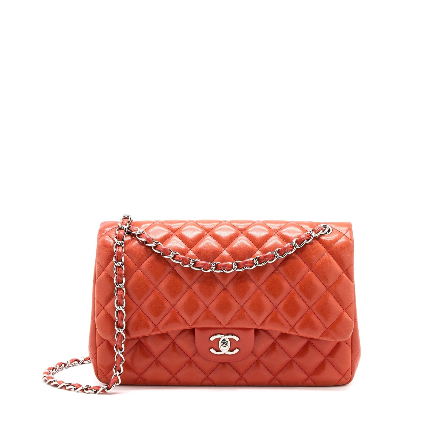 Chanel Jumbo Classic Double Flap Lambskin Coral Shoulder Bag