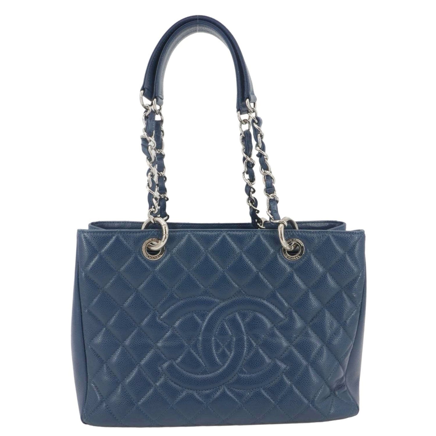 Chanel Grand Shopping Quilted Leather Blue Travel Bag