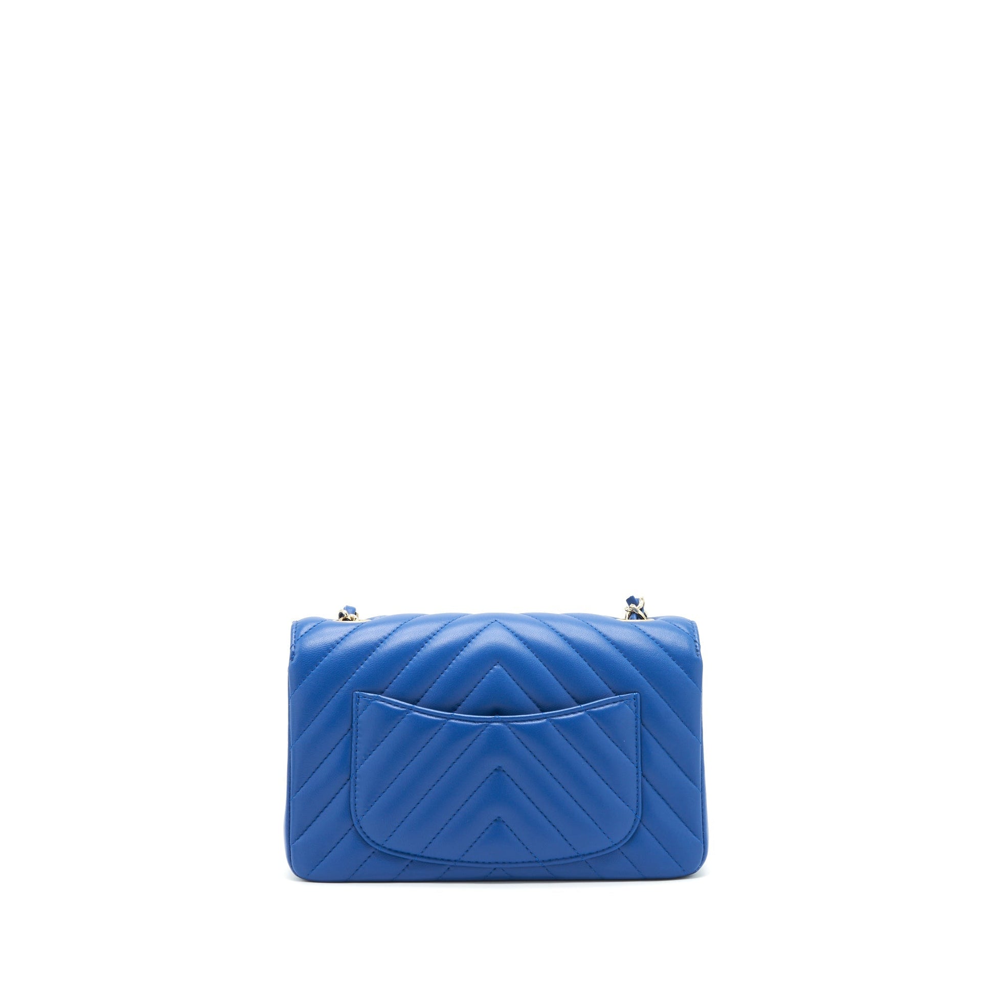 Chanel Rectangular Flap Chevron Lambskin LGHW Blue Shoulder Bag