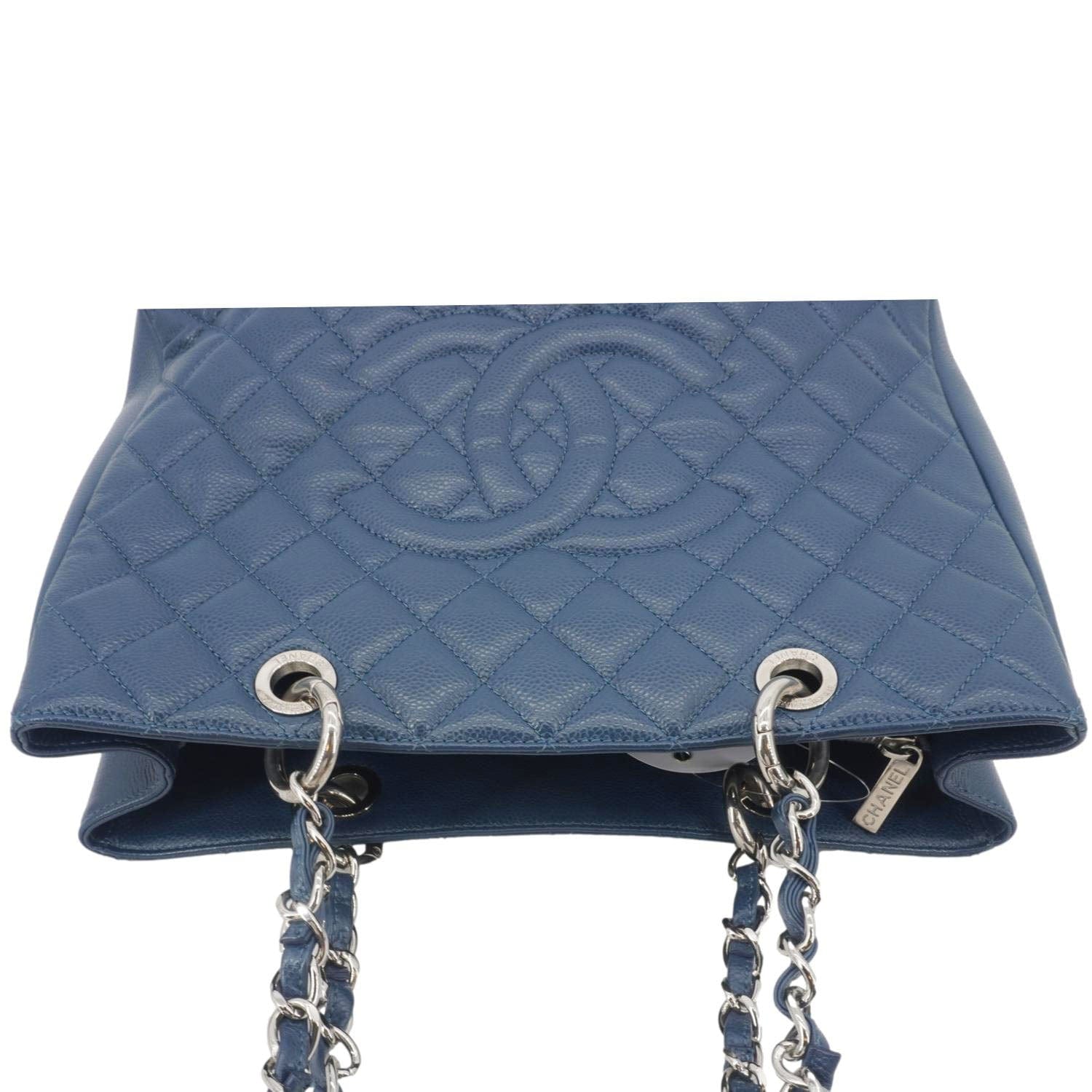 Chanel Grand Shopping Quilted Leather Blue Travel Bag