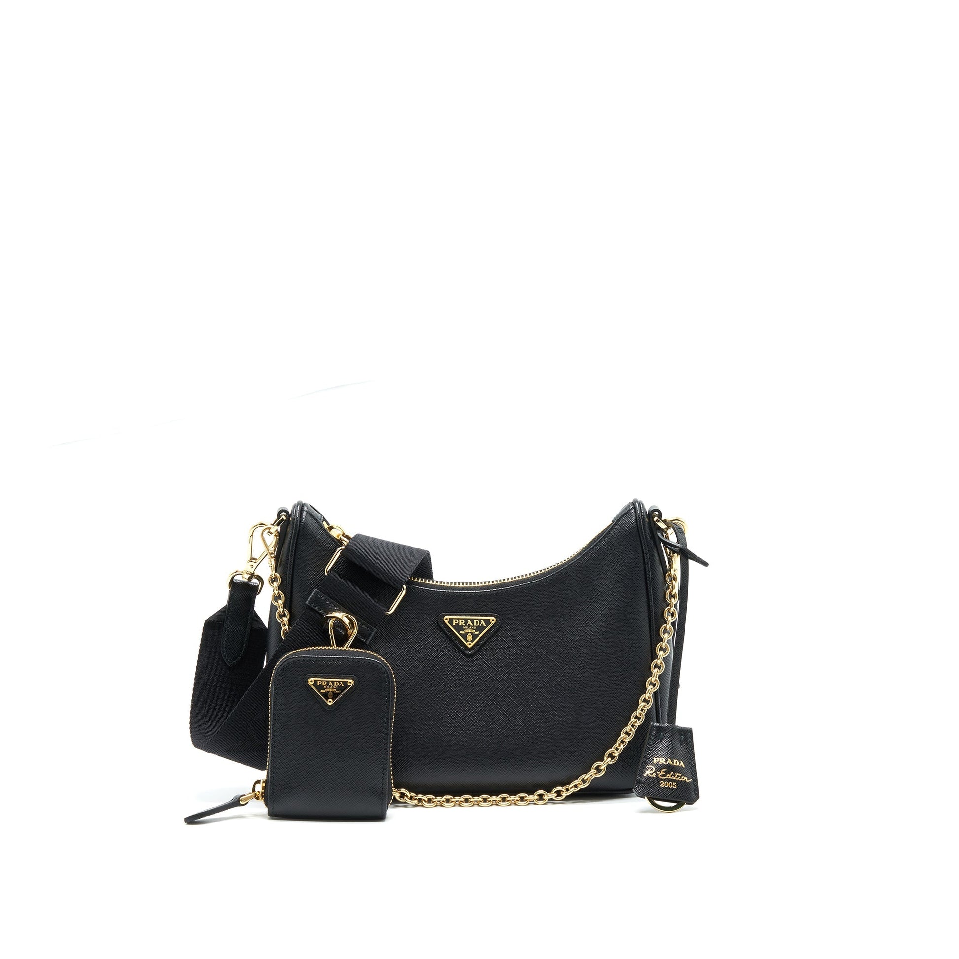 Re Edition Saffiano In Handbag Leather Black Travel Bag