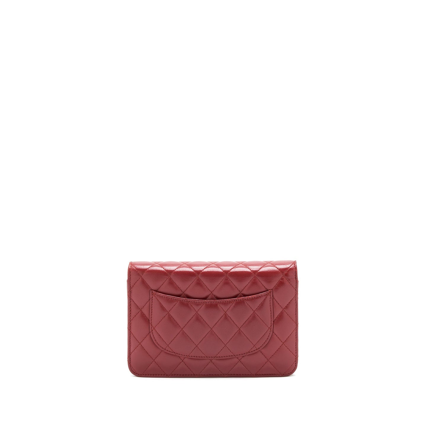 Chanel Classic On Lambskin Dark SHW Red Wallet Case