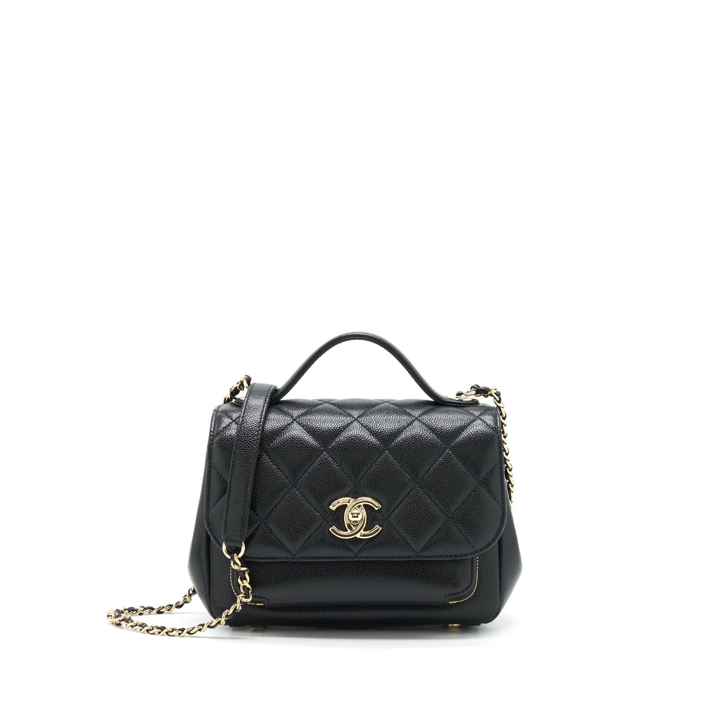 Chanel Business Affinity Caviar LGHW Black Small Handbag