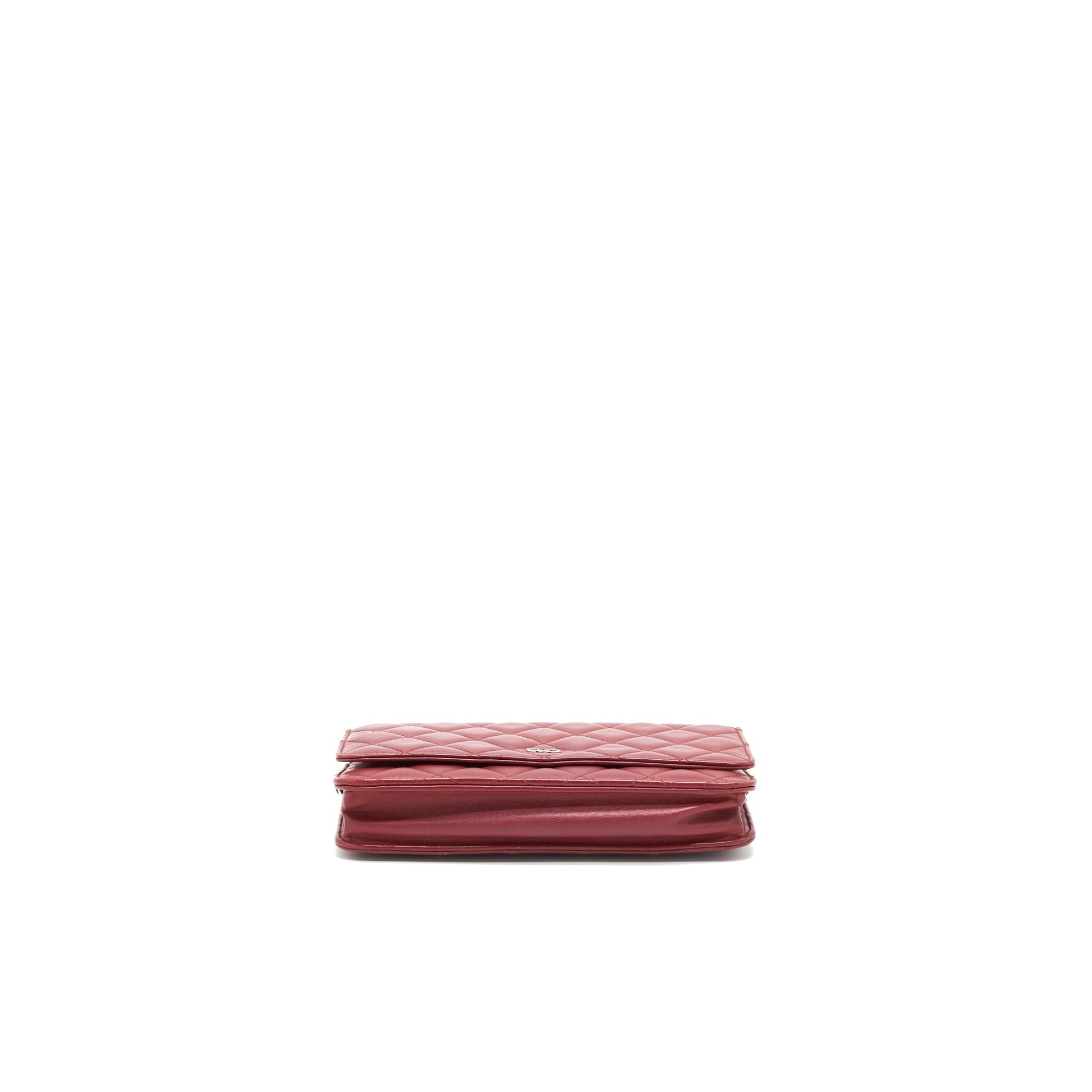 Chanel Classic On Lambskin Dark SHW Red Wallet Case
