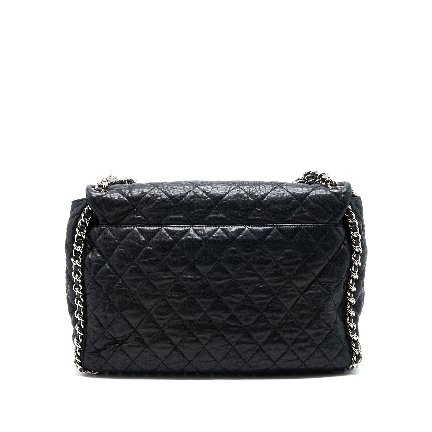 Chanel Quilted Around MAXI Flap Lambskin SHW Black Shoulder Bag