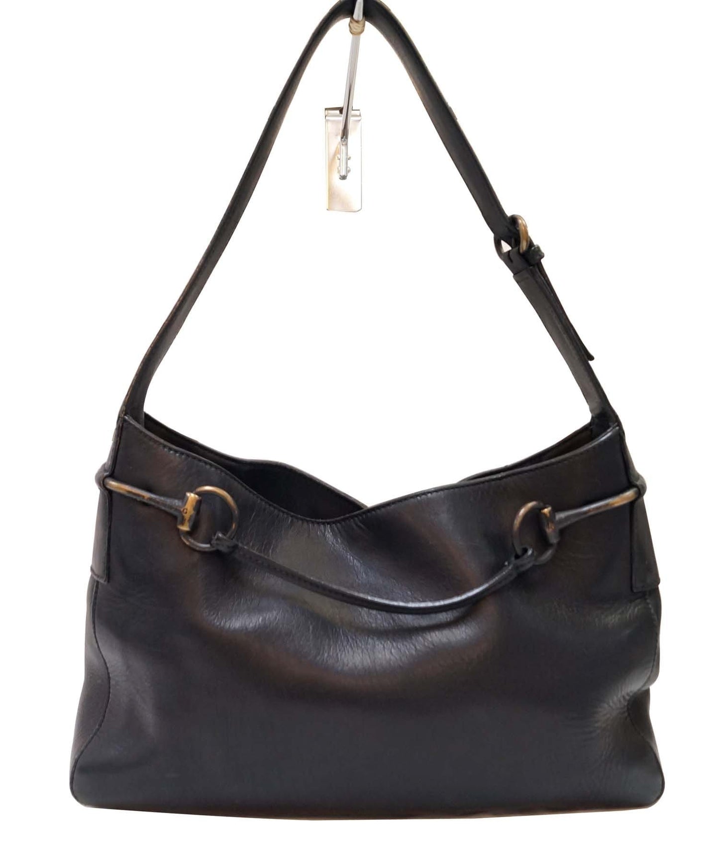 Gucci Horsebit Shoulder Bag Leather Black 101975 Tt2470