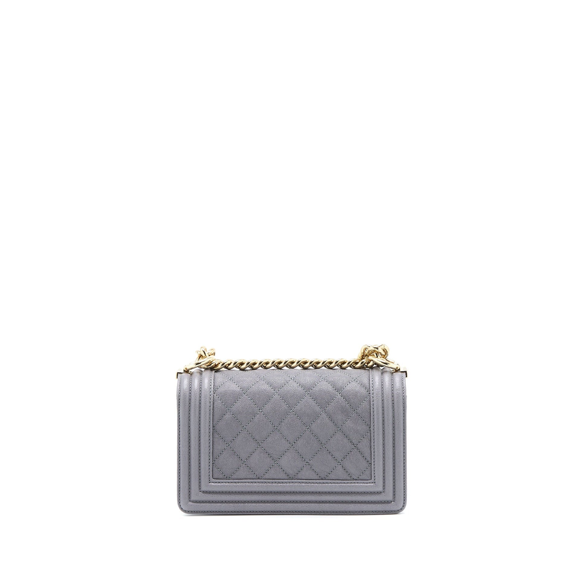 Chanel Boy Caviar LGHW Grey Small Handbag